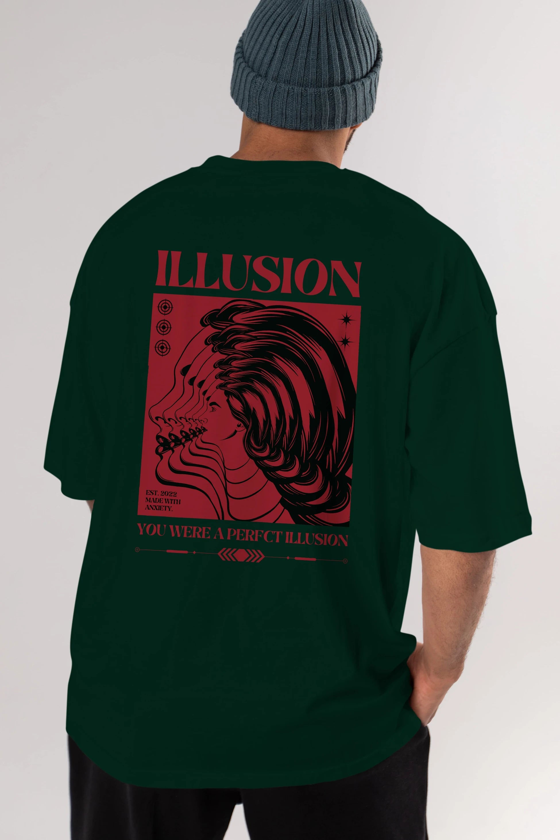 Illusion Streetwear Arka Baskılı Oversize t-shirt Erkek Kadın Unisex