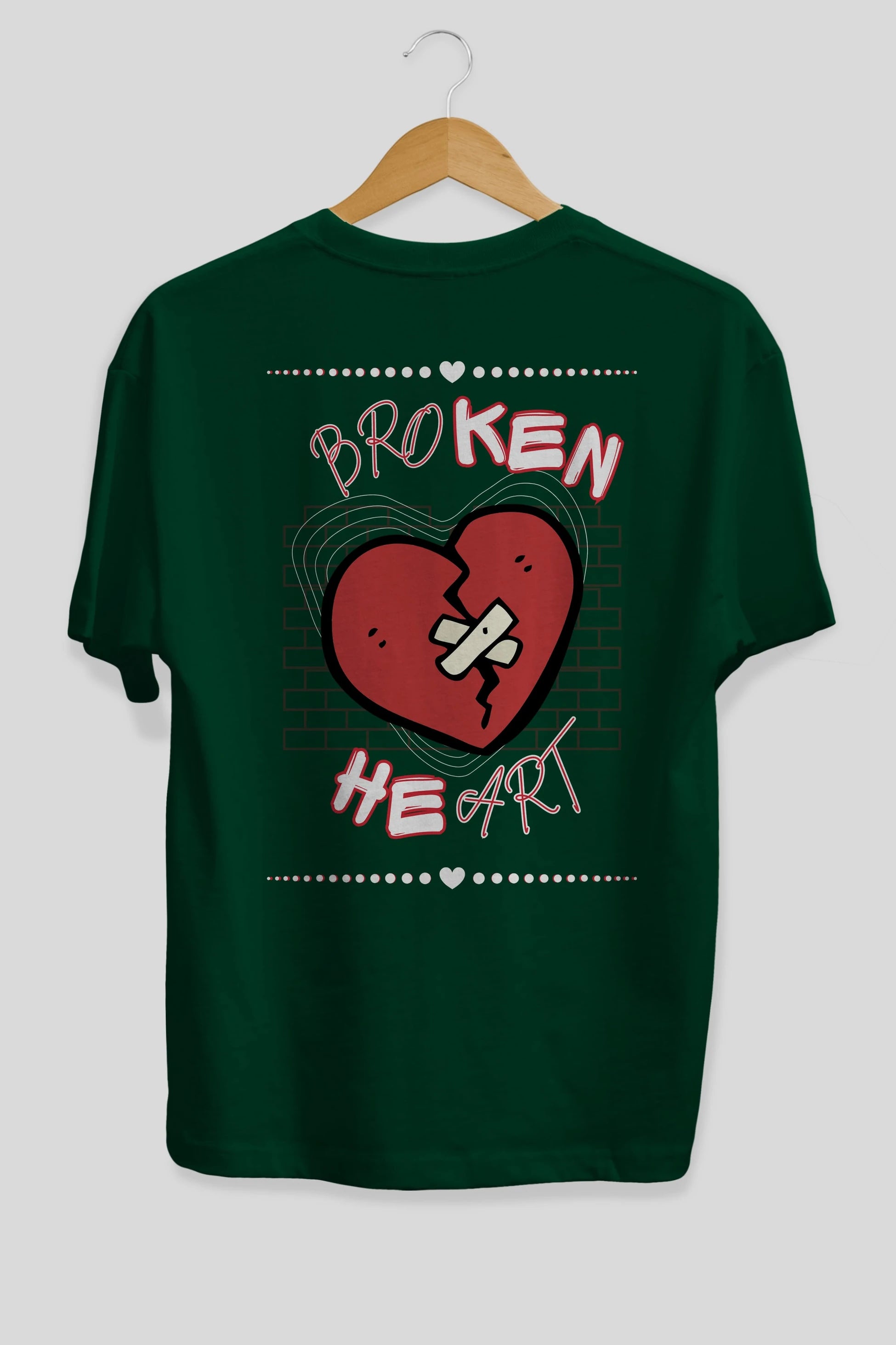 Broken Heart Yazılı Arka Baskılı Oversize t-shirt Erkek Kadın Unisex