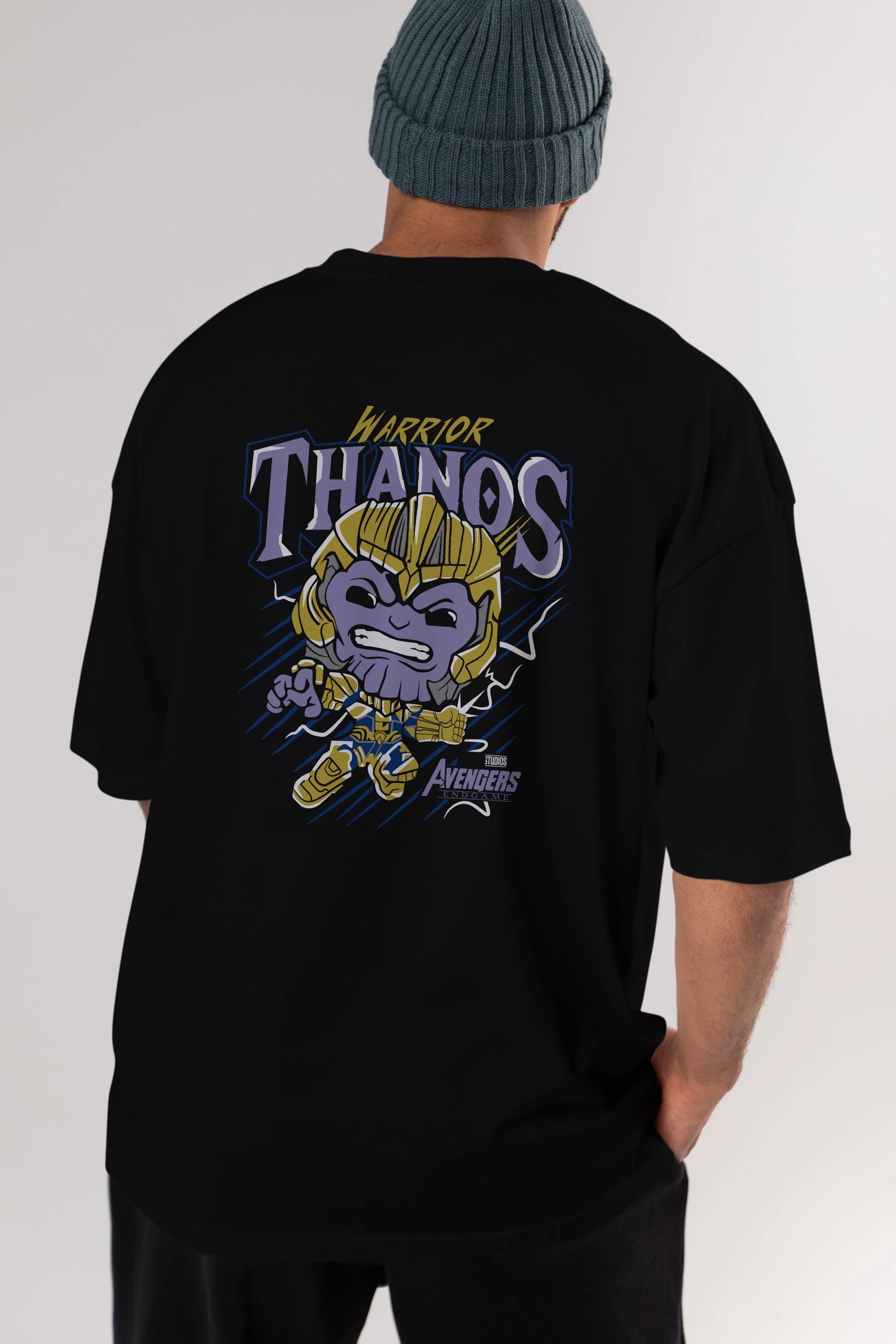 Thanos (2) Arka Baskılı Oversize t-shirt Erkek Kadın Unisex %100 Pamuk Bisiklet Yaka tişort
