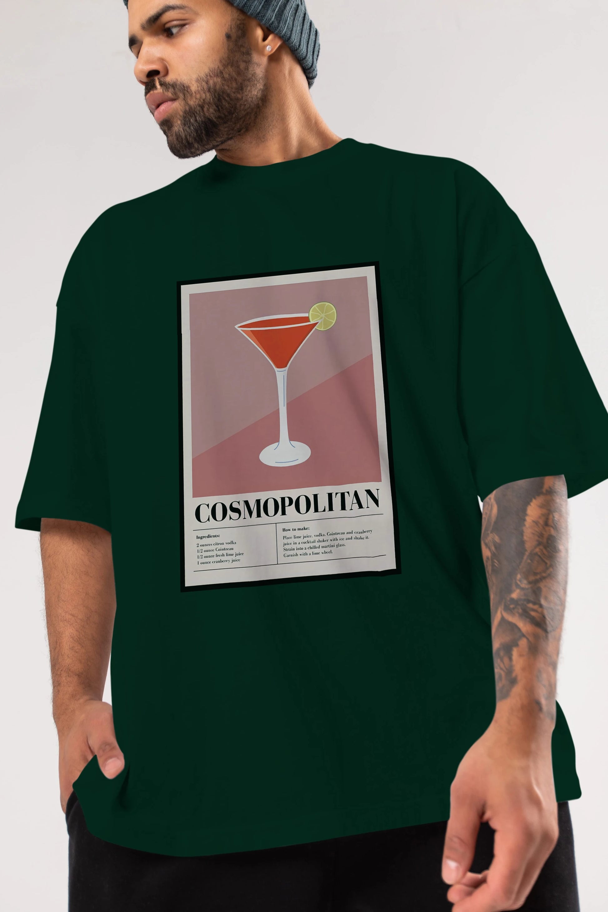 Cosmopolitan 3 Ön Baskılı Oversize t-shirt Erkek Kadın Unisex %100 Pamuk Bisiklet Yaka tişort
