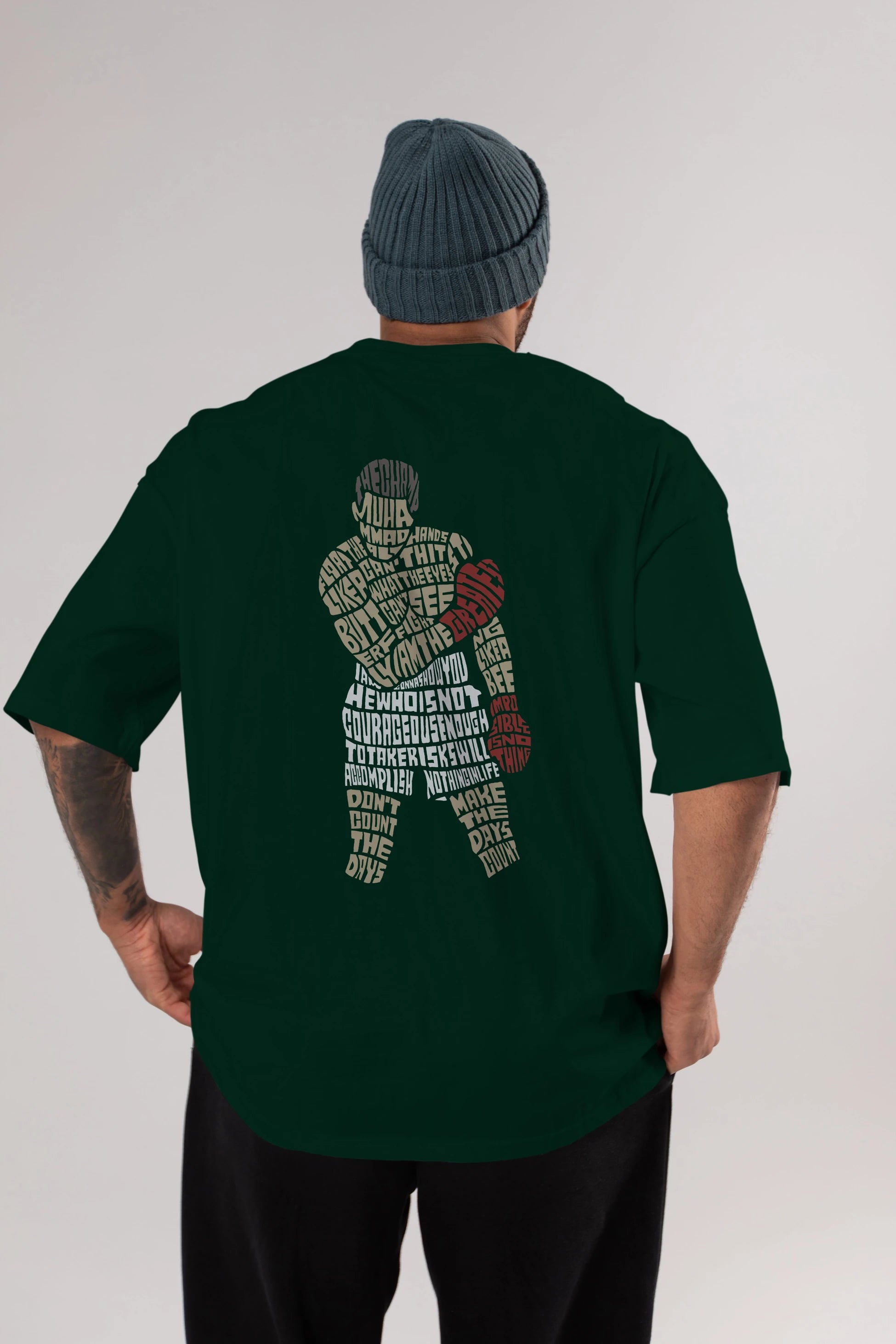 The Champ Muhammad Ali Arka Baskılı Oversize t-shirt %100 pamuk Erkek Kadın Unisex