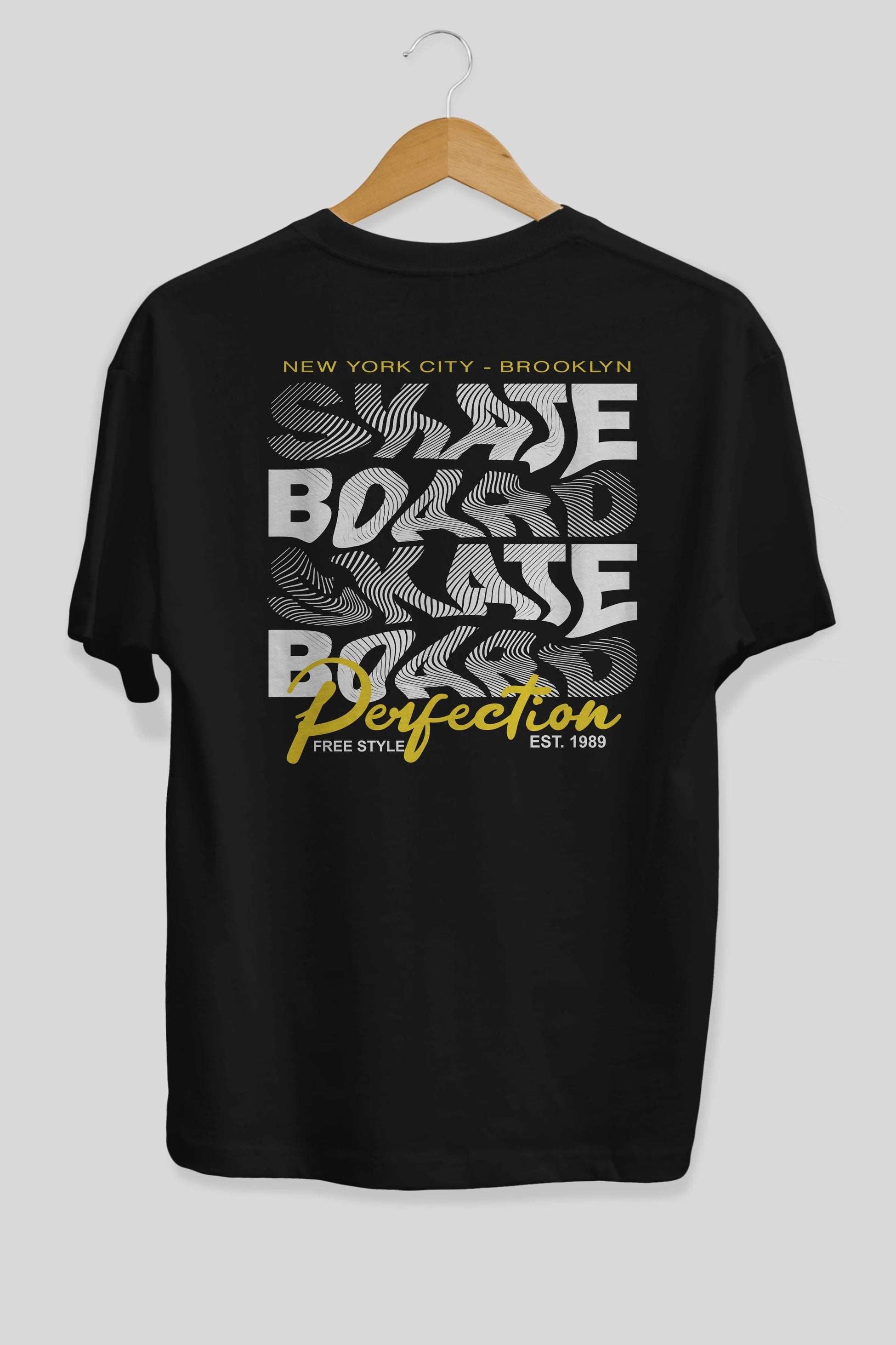 New York City and Brooklyn Arka Baskılı Oversize t-shirt Erkek Kadın Unisex
