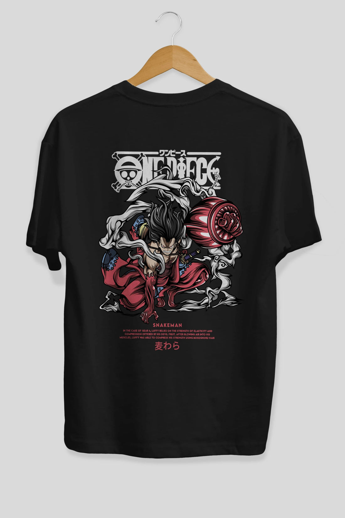 One Piece Snakeman Anime Arka Baskılı Oversize t-shirt Erkek Kadın Unisex