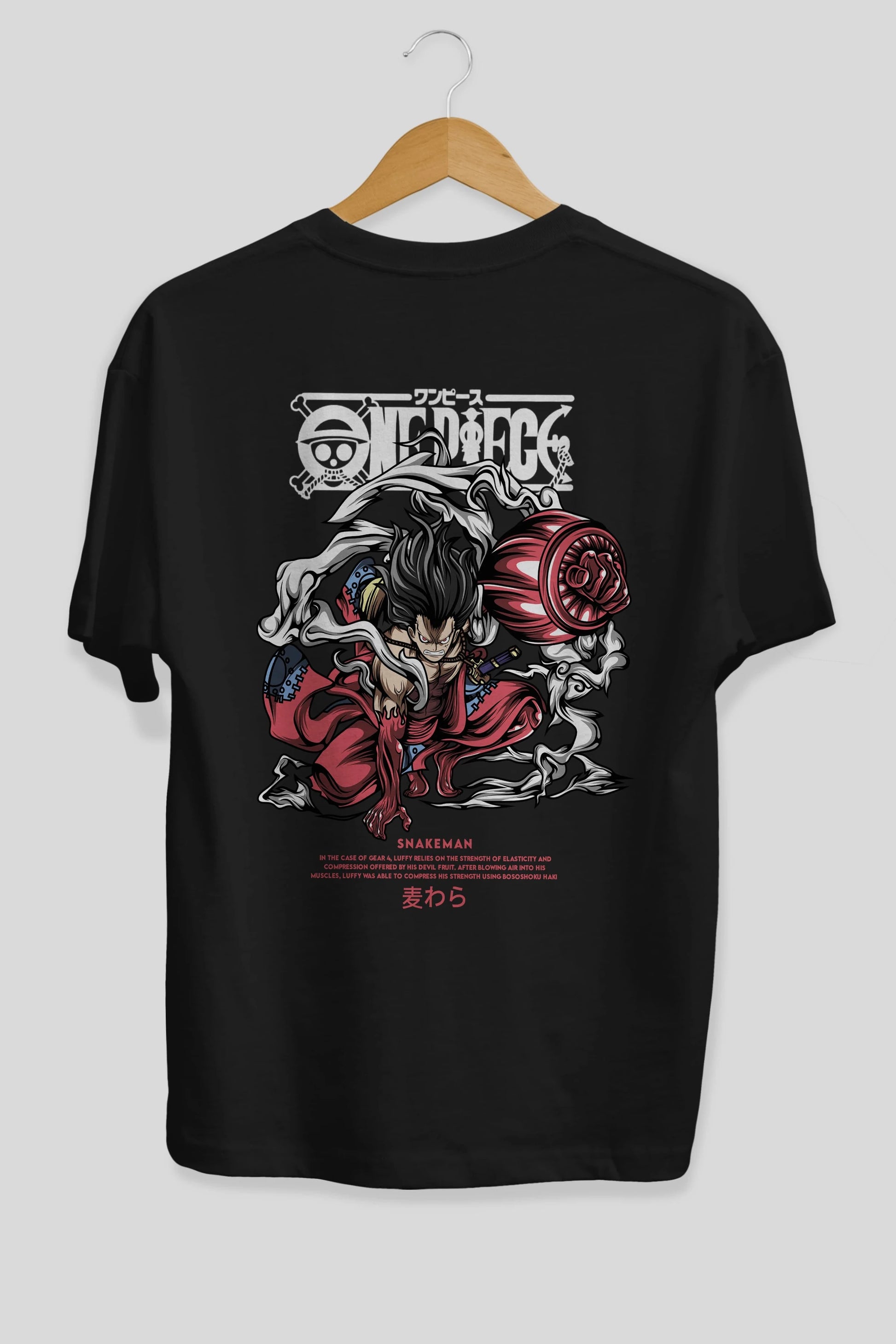 One Piece Snakeman Anime Arka Baskılı Oversize t-shirt Erkek Kadın Unisex
