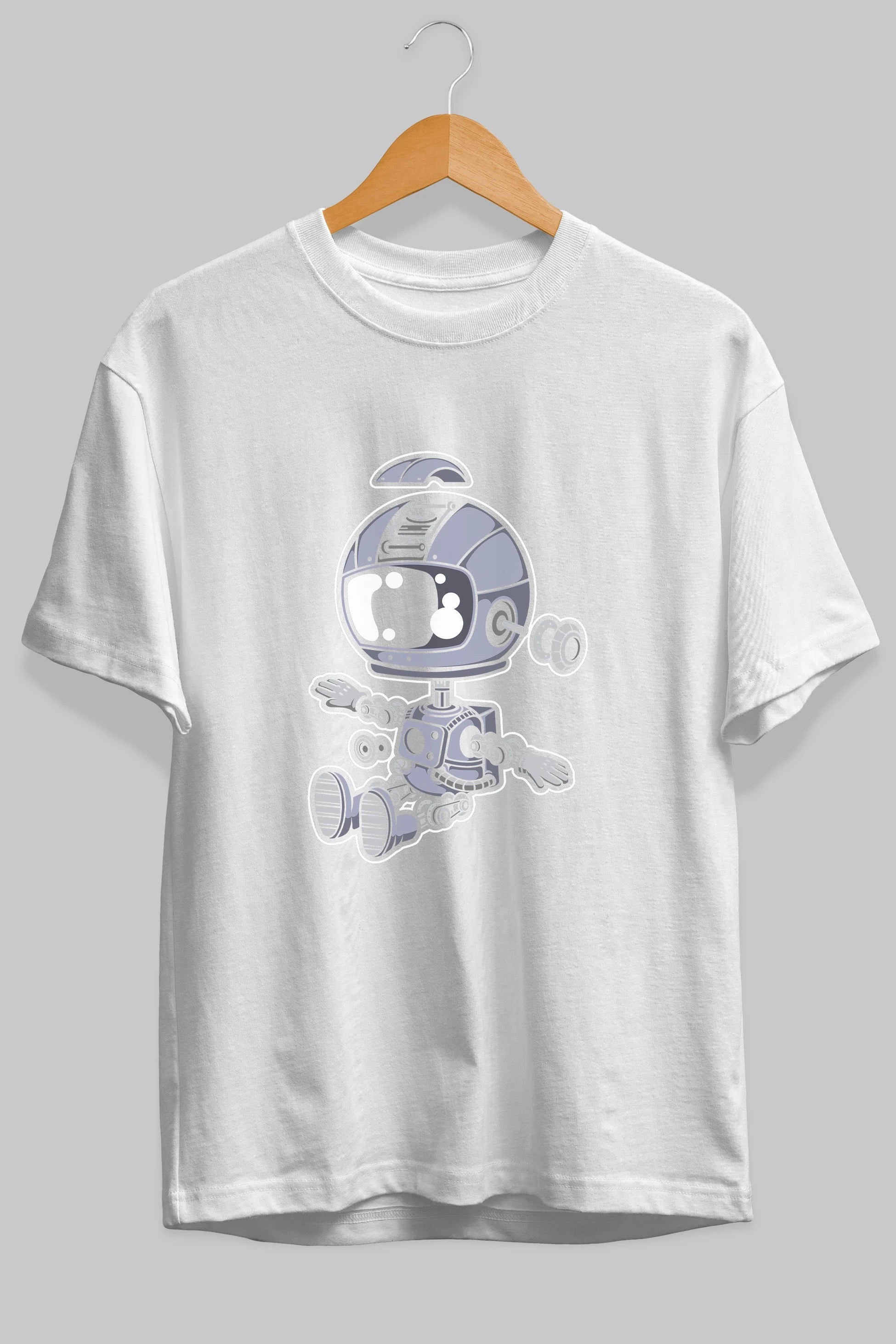 Astronaut Robot Ön Baskılı Oversize t-shirt Erkek Kadın Unisex