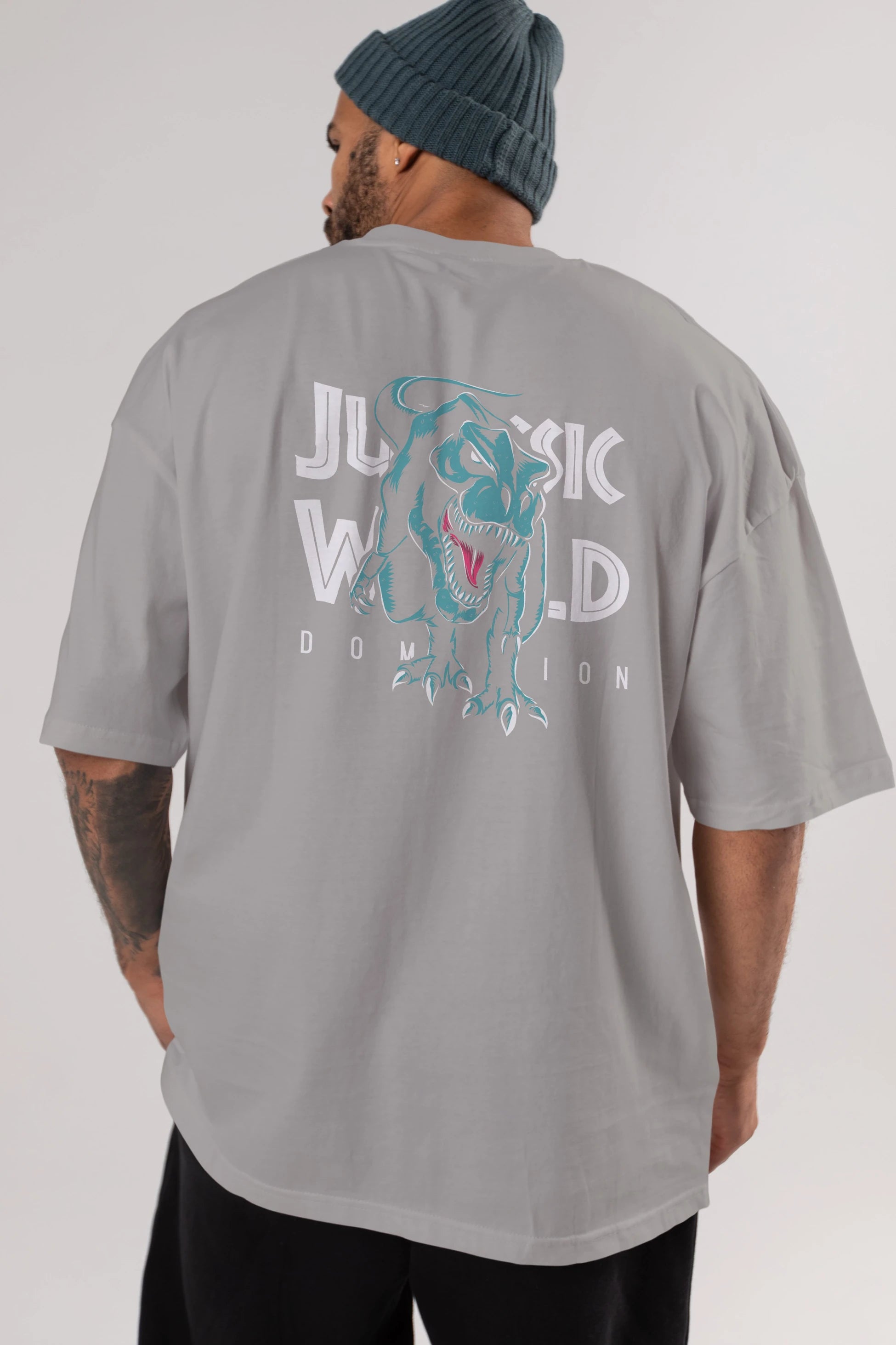 Jurassic Park (1) Arka Baskılı Oversize t-shirt Erkek Kadın Unisex %100 Pamuk Bisiklet Yaka tişort