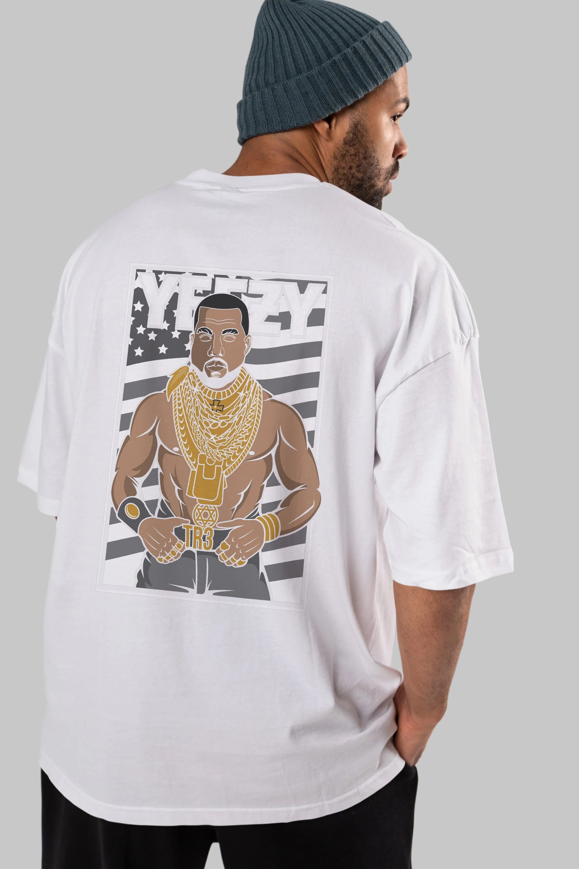 Mr.T Arka Baskılı Oversize t-shirt Erkek Kadın Unisex %100 Pamuk tişort