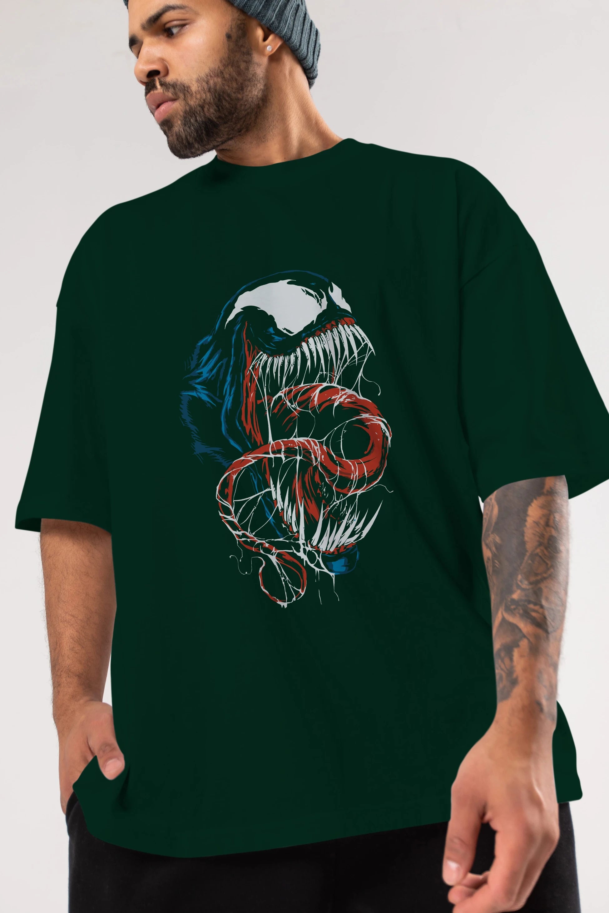 Venom (10) Ön Baskılı Oversize t-shirt Erkek Kadın Unisex %100 Pamuk Bisiklet Yaka tişort