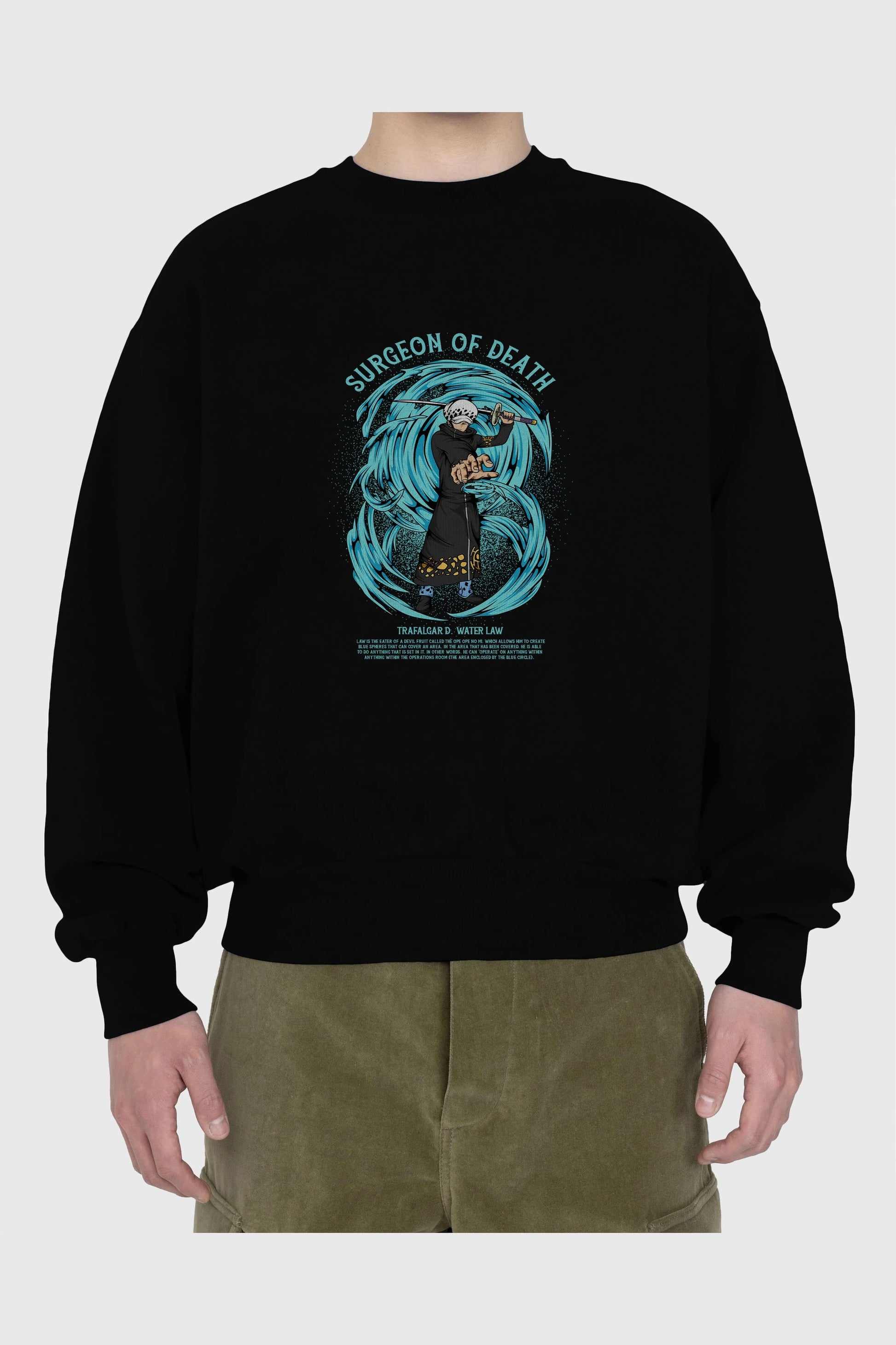 Trafalgad D. Water Law Anime Ön Baskılı Oversize Sweatshirt Erkek Kadın Unisex
