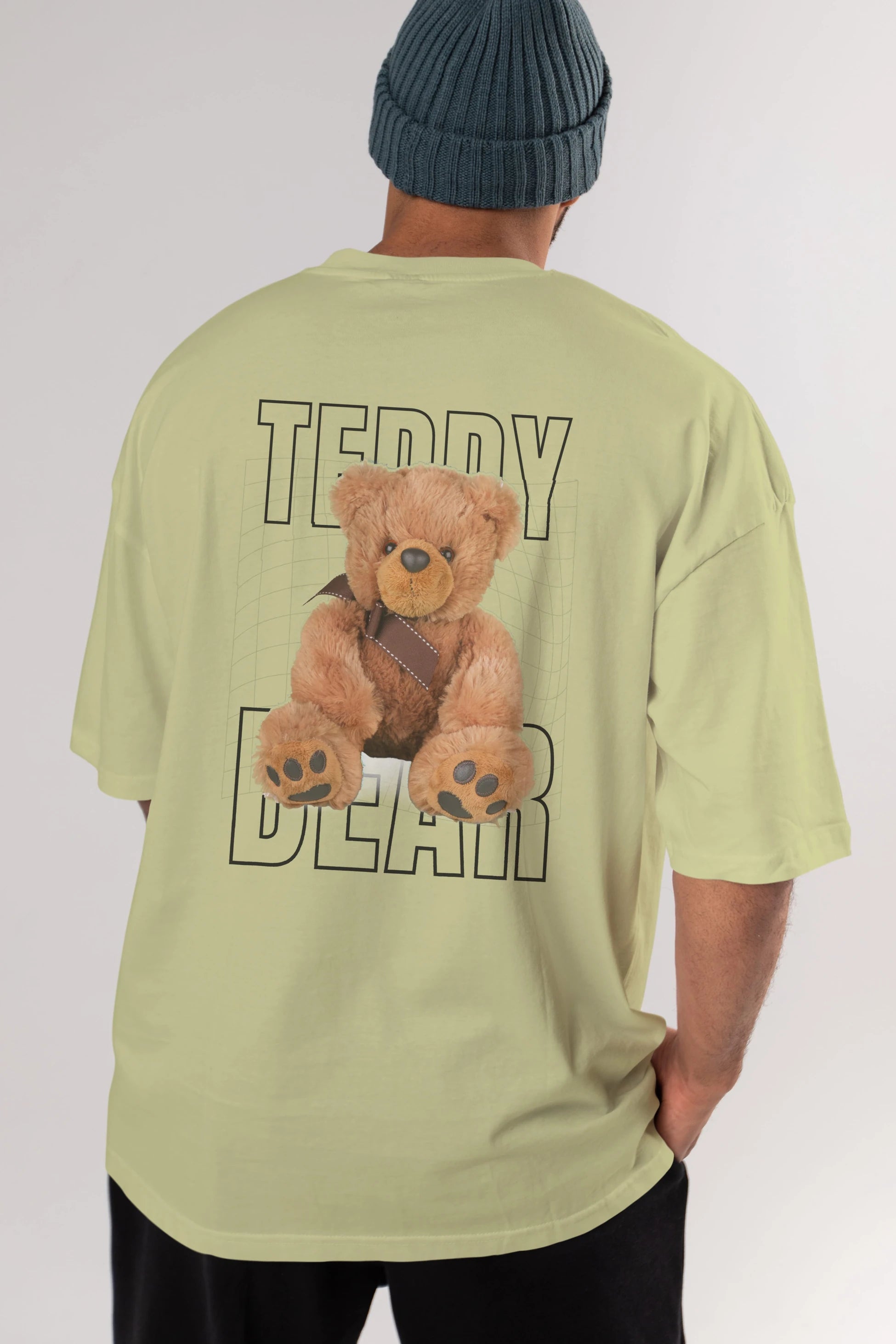 Teddy Bear Yazılı Arka Baskılı Oversize t-shirt Erkek Kadın Unisex %100 Pamuk
