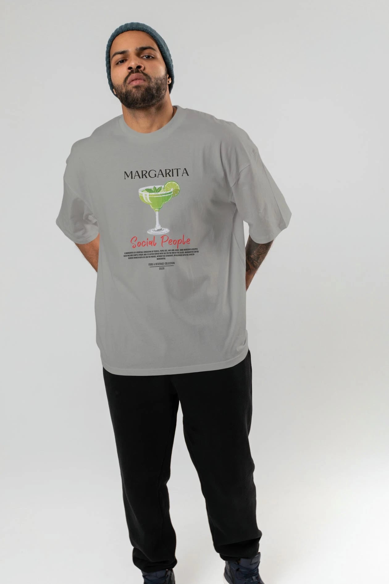 Margarita Kokteyl Serisi ön Baskılı Oversize t-shirt Erkek Kadın %100 Pamuk Bisiklet Yaka tişort