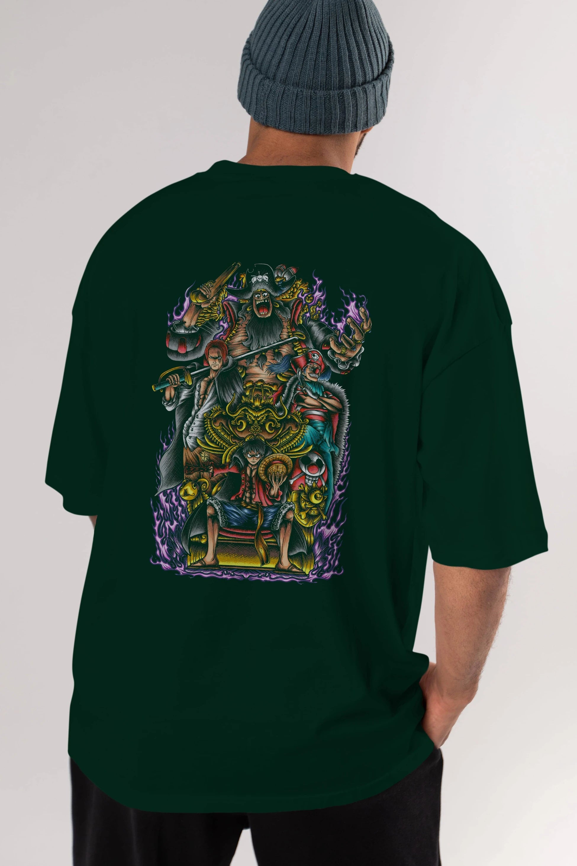 ONE PIECE (8) Anime Arka Baskılı Oversize t-shirt Erkek Kadın Unisex