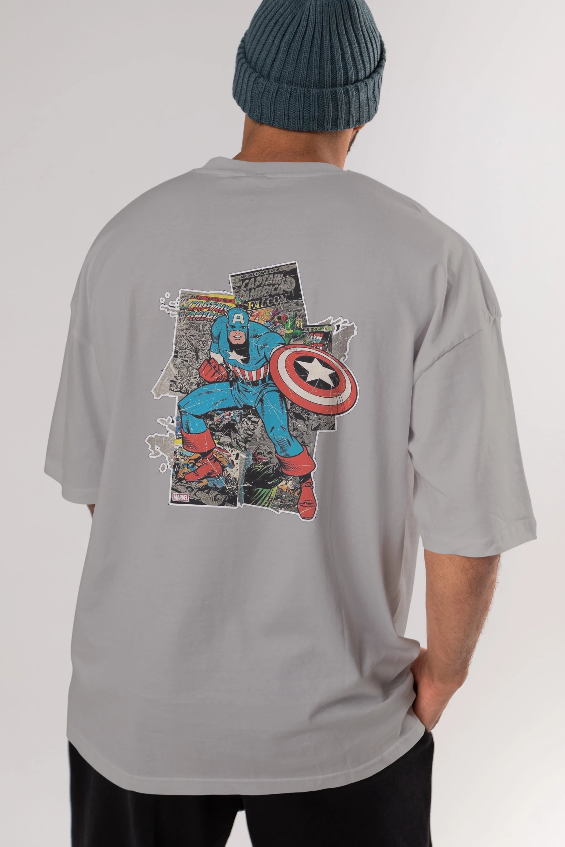 Captain America (2) Arka Baskılı Oversize t-shirt Erkek Kadın Unisex %100 Pamuk Bisiklet Yaka tişort