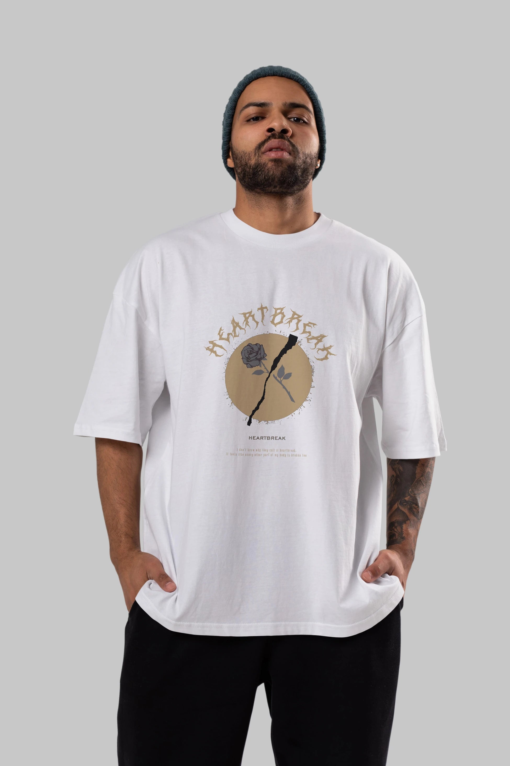 Heartbreak Ön Baskılı Oversize t-shirt Erkek Kadın Unisex