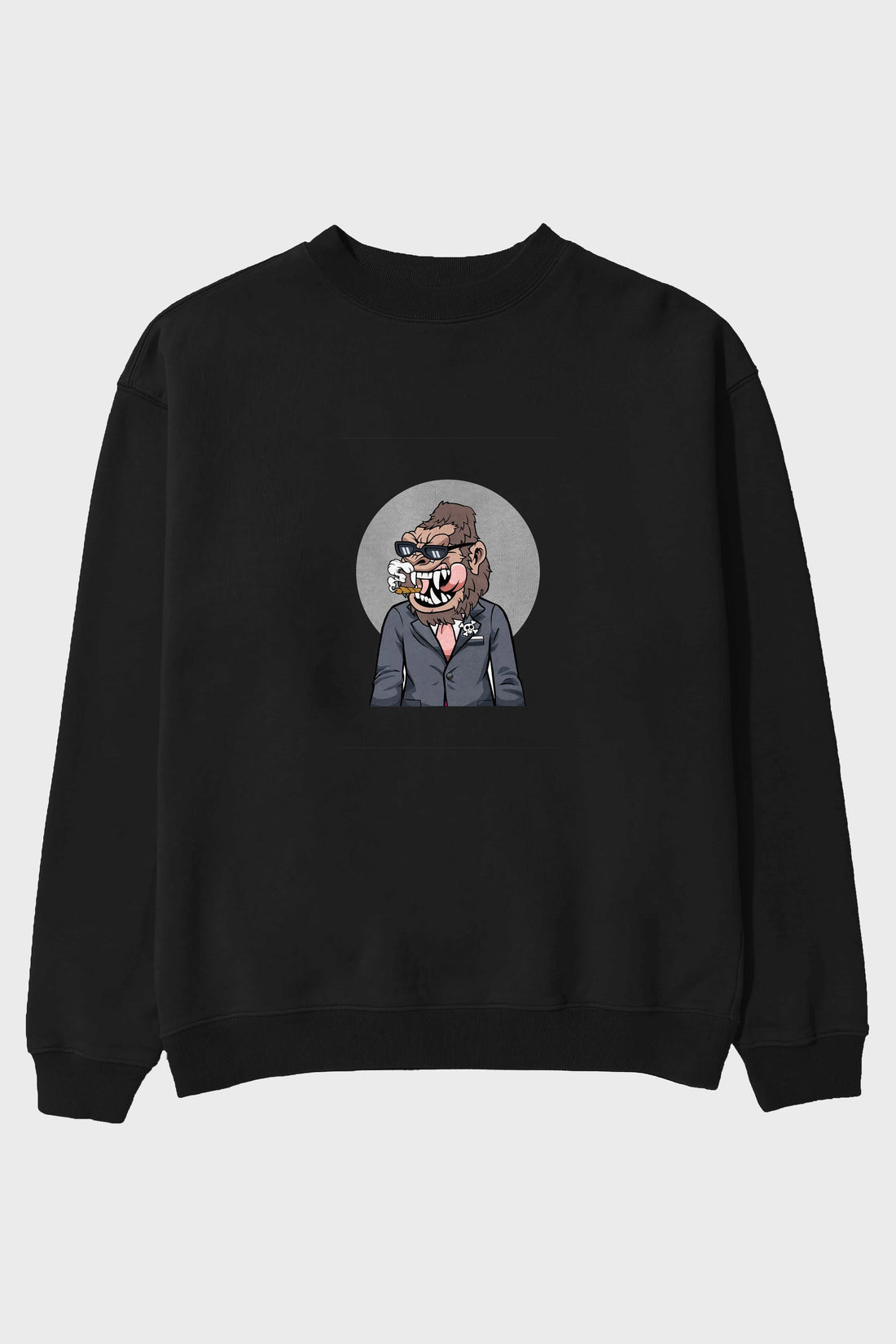Monkey Suits Ön Baskılı Oversize Sweatshirt Erkek Kadın Unisex
