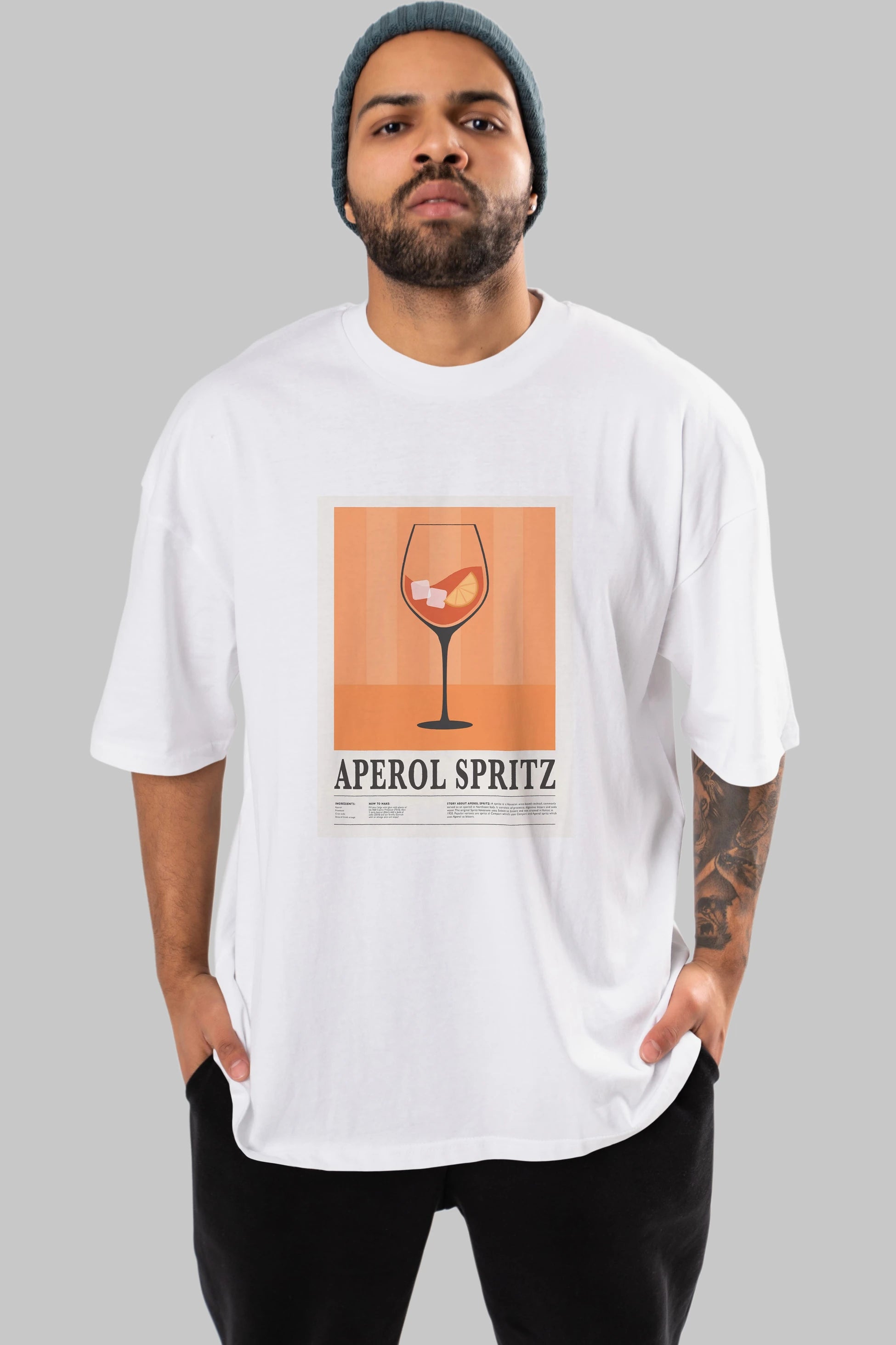 Aperol Spritz 8 Ön Baskılı Oversize t-shirt Erkek Kadın Unisex %100 Pamuk Bisiklet Yaka tişort