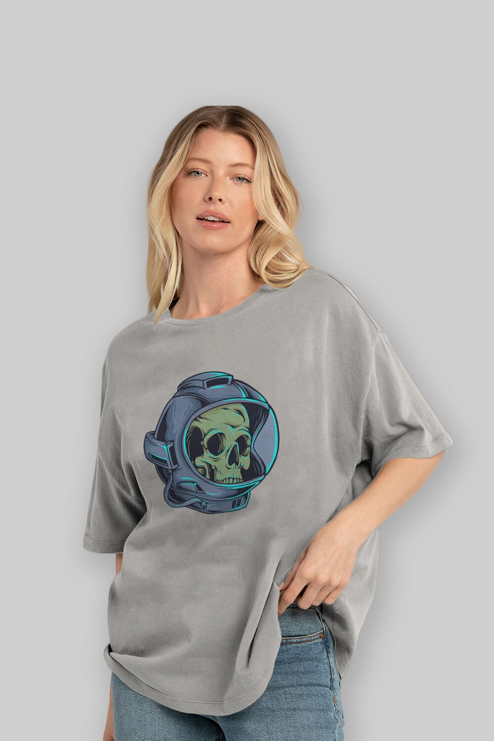 Astroskull Ön Baskılı Oversize t-shirt Erkek Kadın Unisex