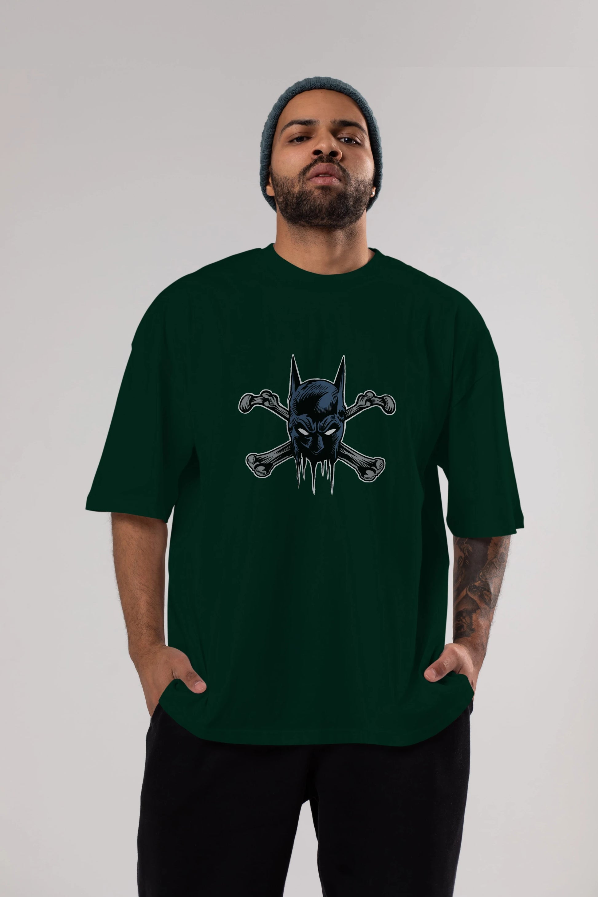 Batbones Ön Baskılı Oversize t-shirt Erkek Kadın Unisex %100 Pamuk tişort