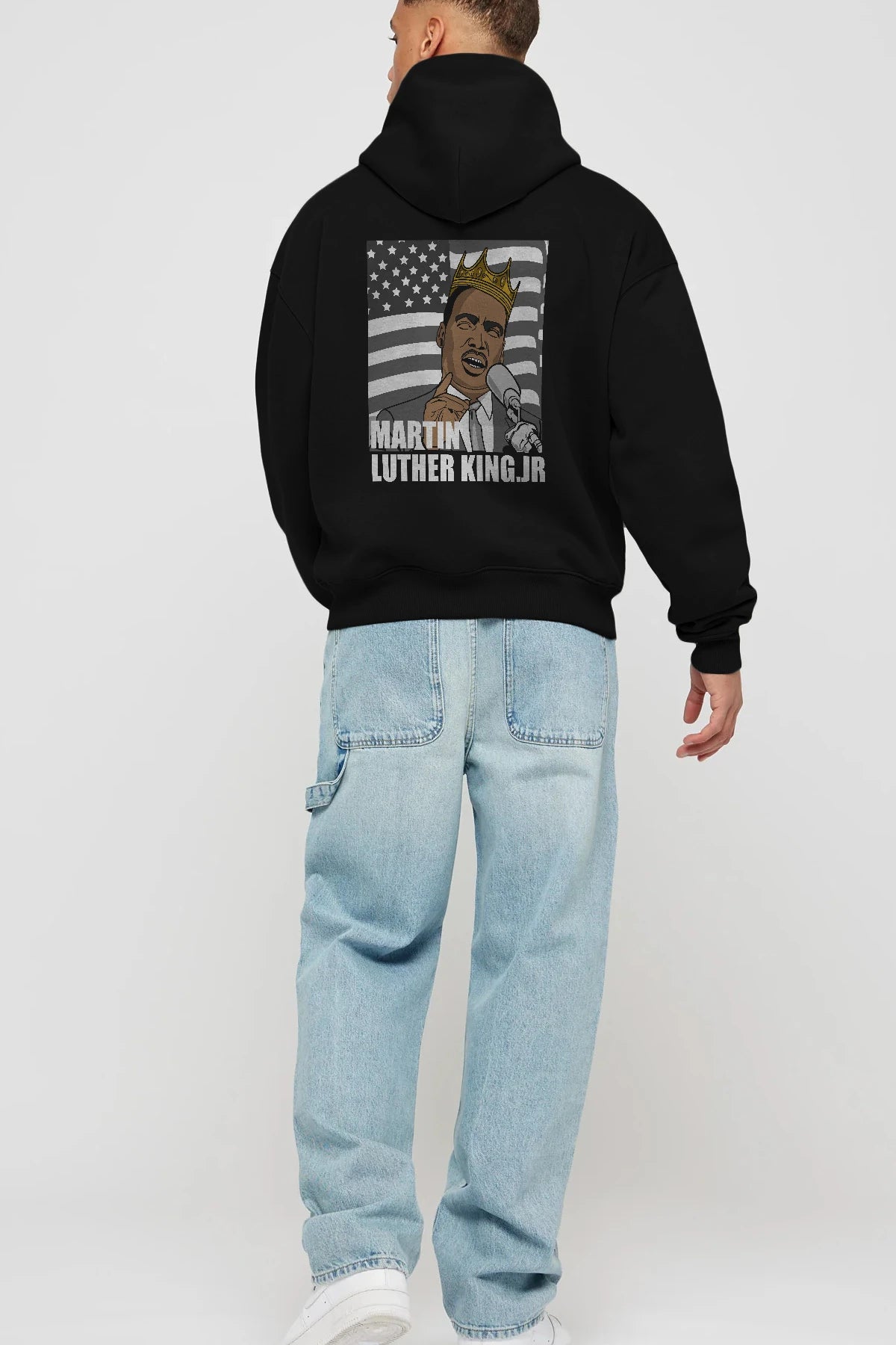 Luther King Arka Baskılı Hoodie Oversize Kapüşonlu Sweatshirt Erkek Kadın Unisex