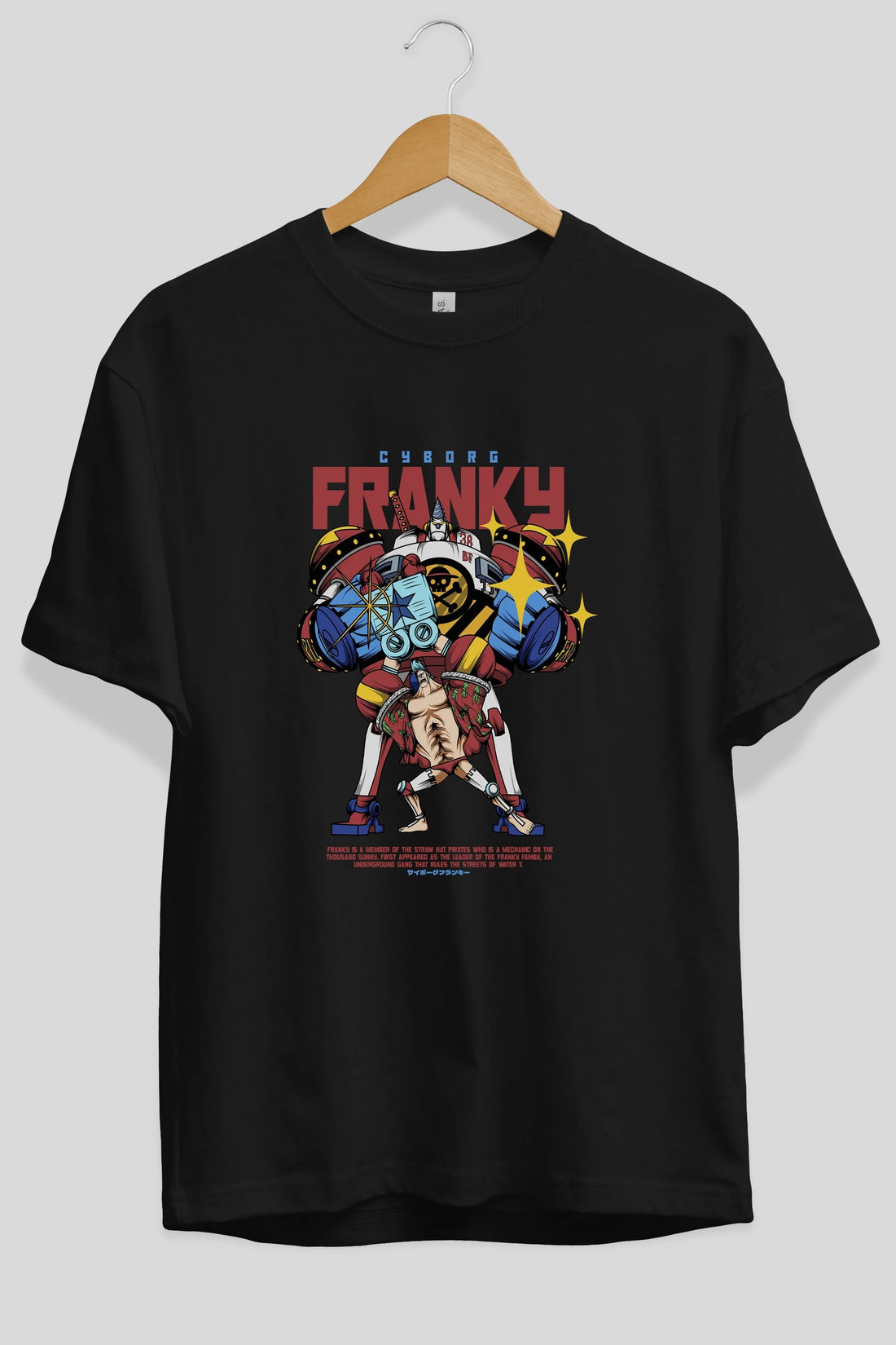 Cyborg Franky Anime Ön Baskılı Oversize t-shirt %100 pamuk Erkek Kadın Unisex