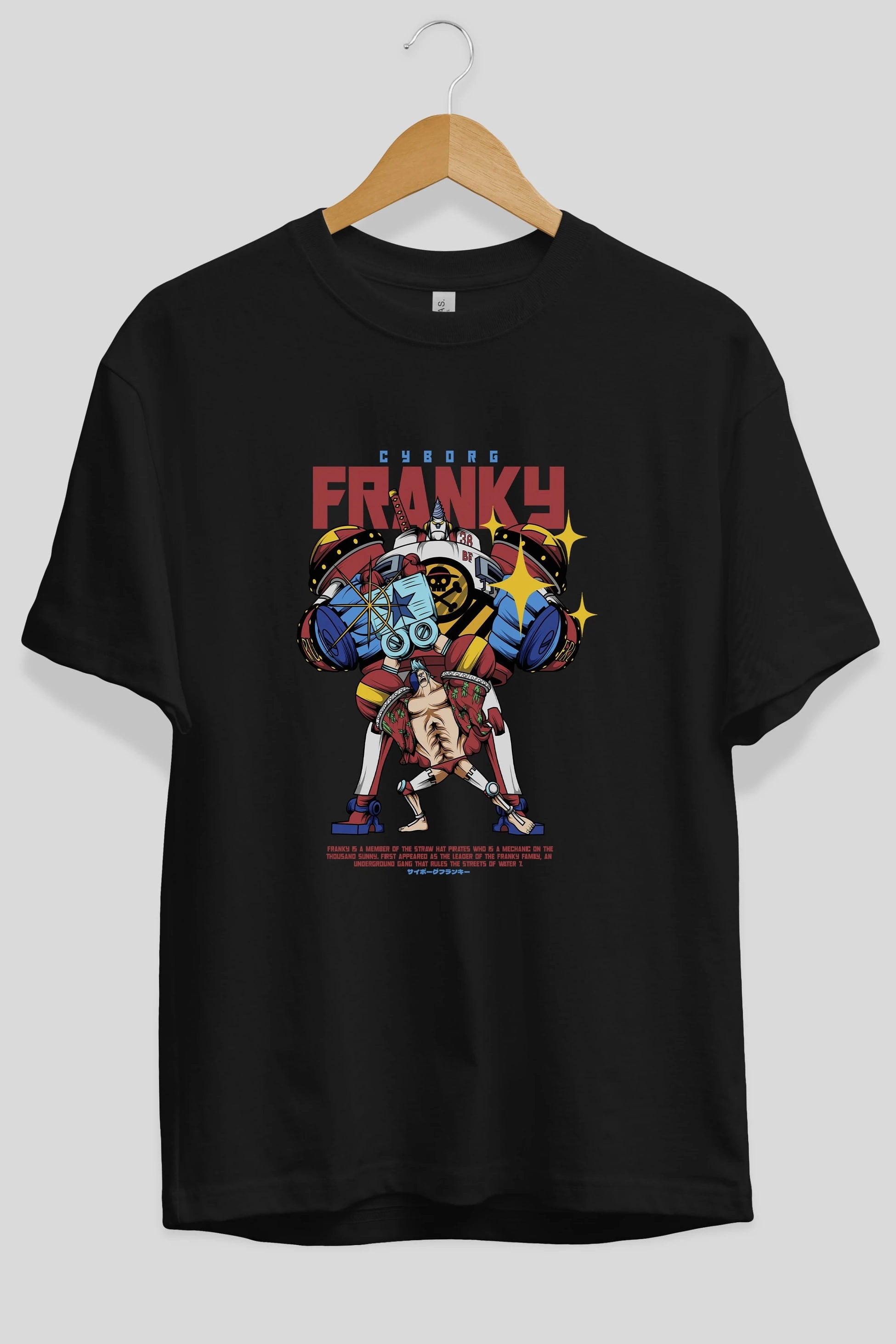 Cyborg Franky Anime Ön Baskılı Oversize t-shirt %100 pamuk Erkek Kadın Unisex