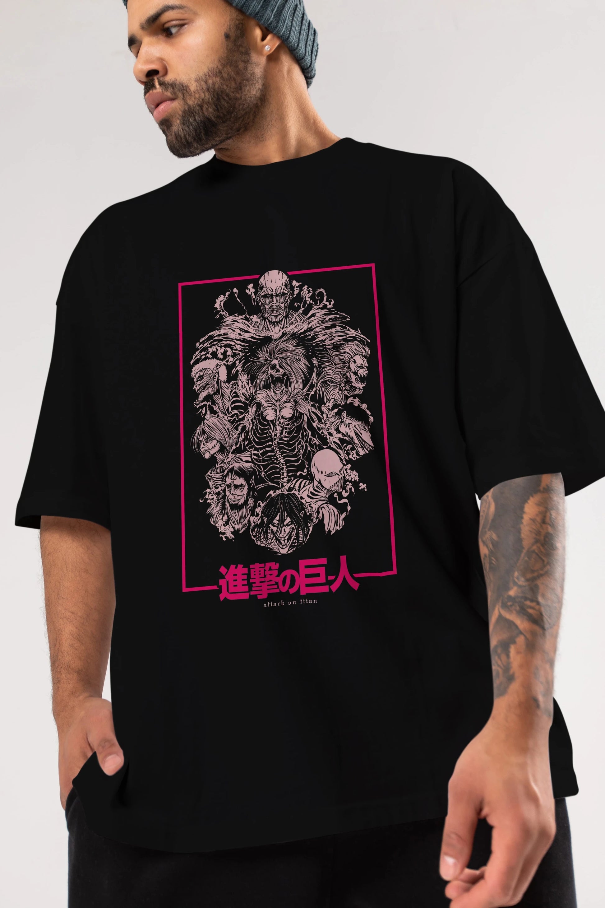 ATTACK ON TITANS Anime Ön Baskılı Oversize t-shirt %100 pamuk Erkek Kadın Unisex