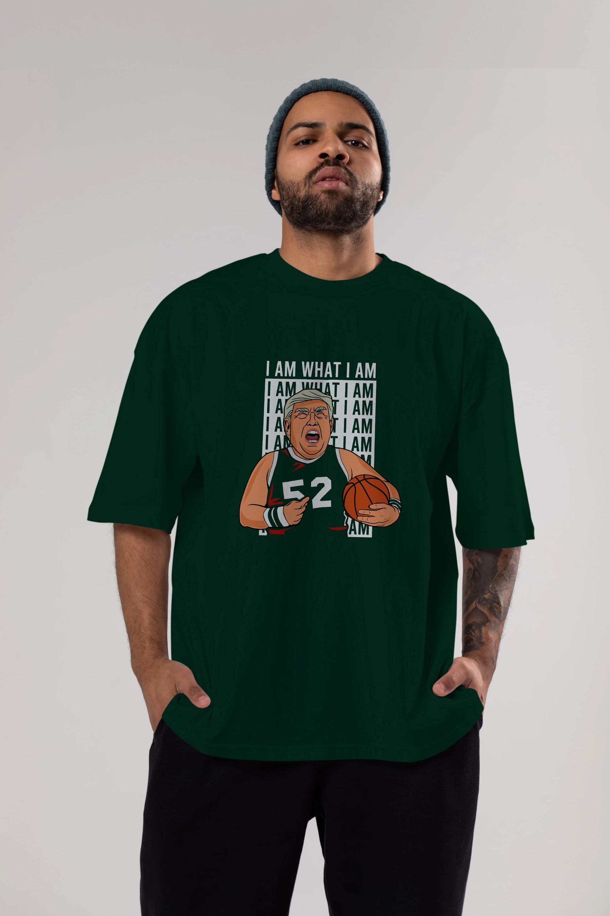 Trump Basketball Ön Baskılı Oversize t-shirt Erkek Kadın Unisex %100 Pamuk tişort