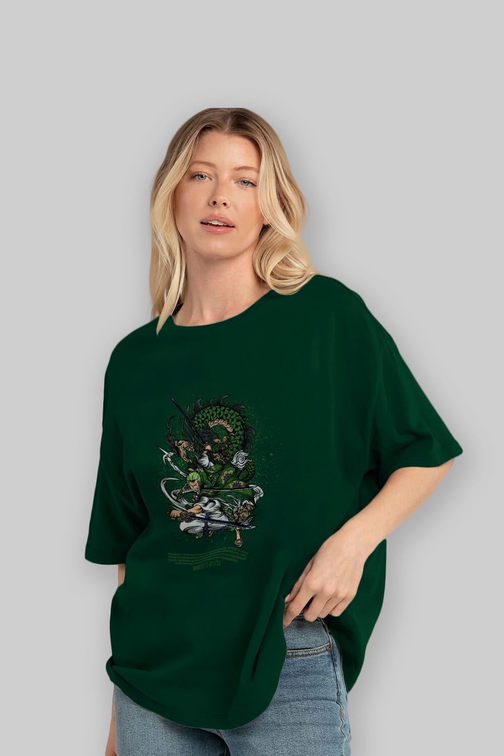 Zoro Anime Ön Baskılı Oversize t-shirt %100 pamuk Erkek Kadın Unisex