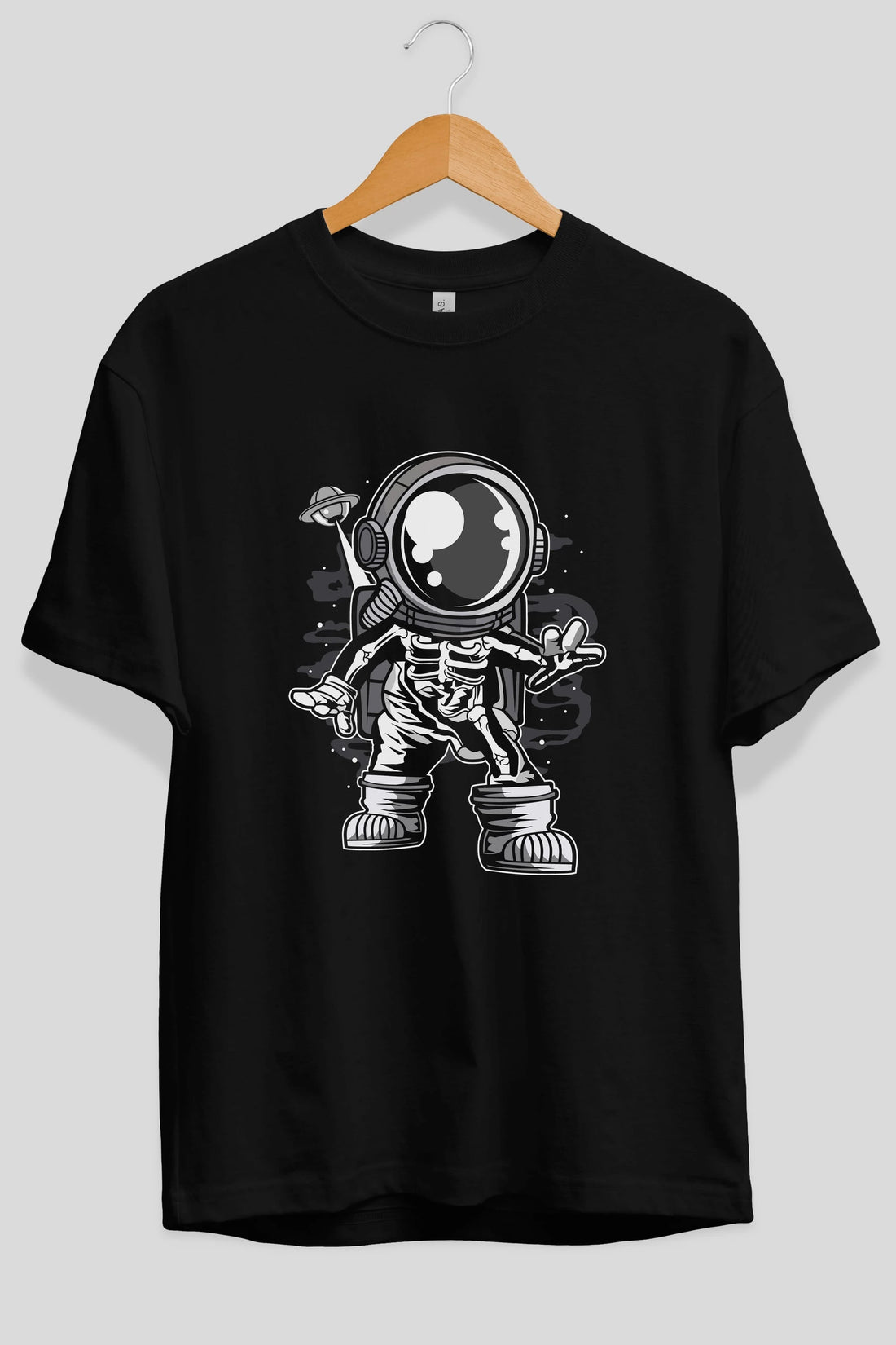Space Skeleton Ön Baskılı Oversize t-shirt Erkek Kadın Unisex