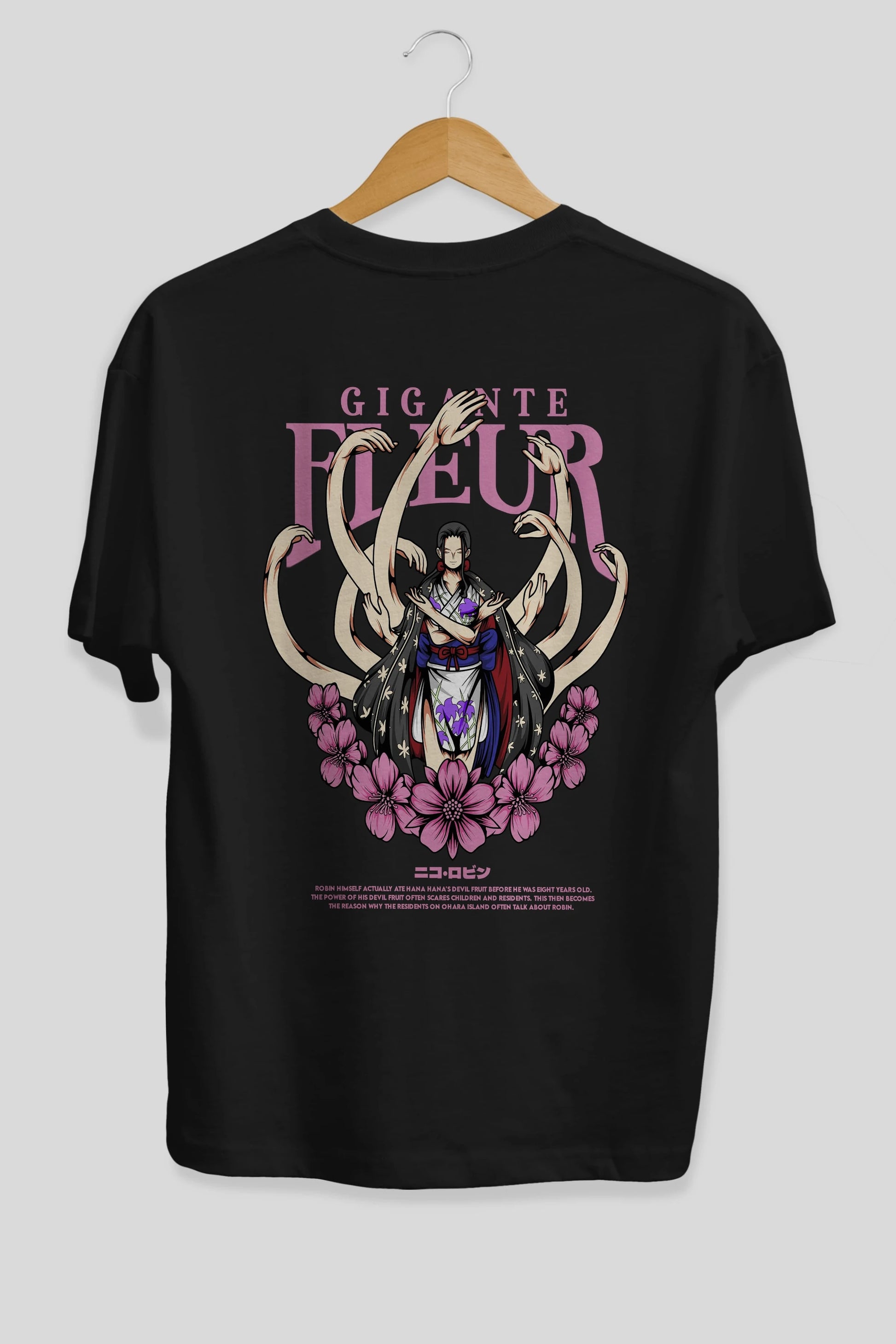 Gigante Fleur Anime Arka Baskılı Oversize t-shirt Erkek Kadın Unisex