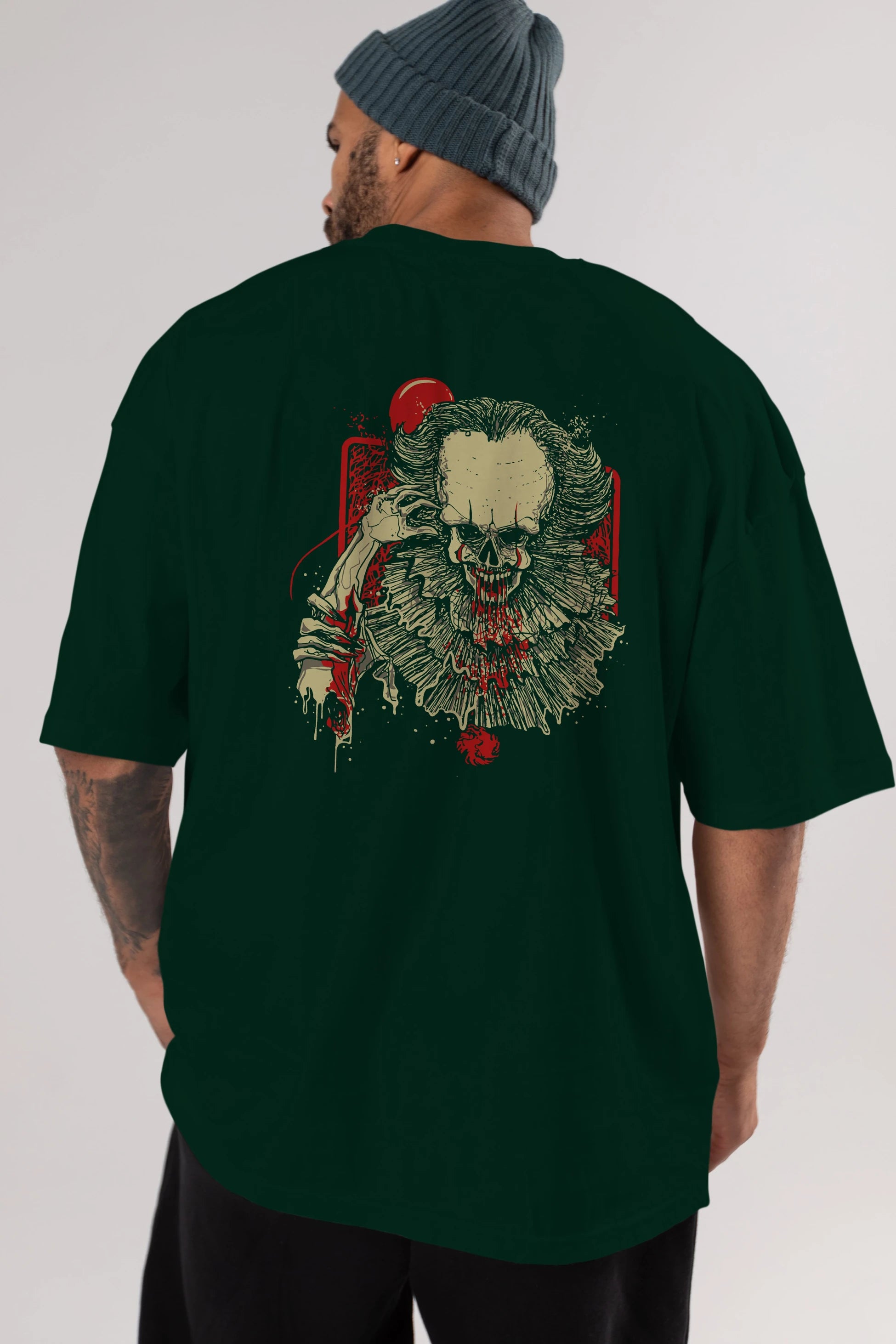 it (2) Arka Baskılı Oversize t-shirt Erkek Kadın Unisex %100 Pamuk Bisiklet Yaka tişort