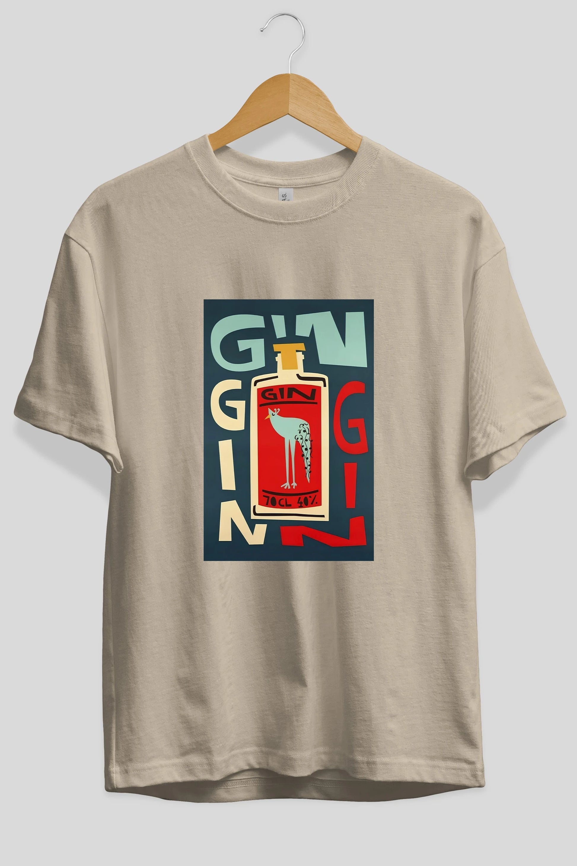 Gin 2 Ön Baskılı Oversize t-shirt Erkek Kadın Unisex %100 Pamuk Bisiklet Yaka tişort