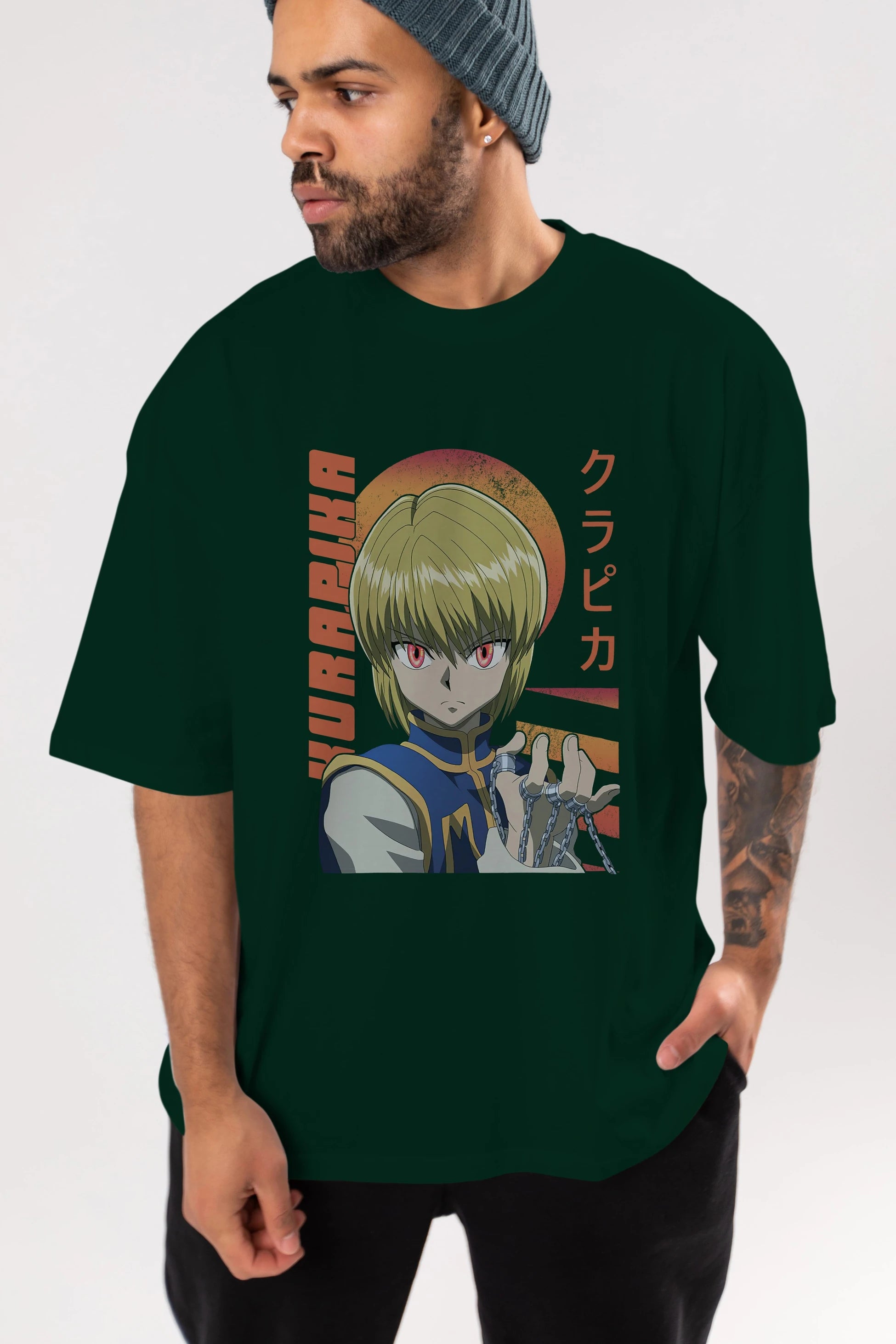 Kurapika 5 (2) Anime Ön Baskılı Oversize t-shirt %100 pamuk Erkek Kadın Unisex