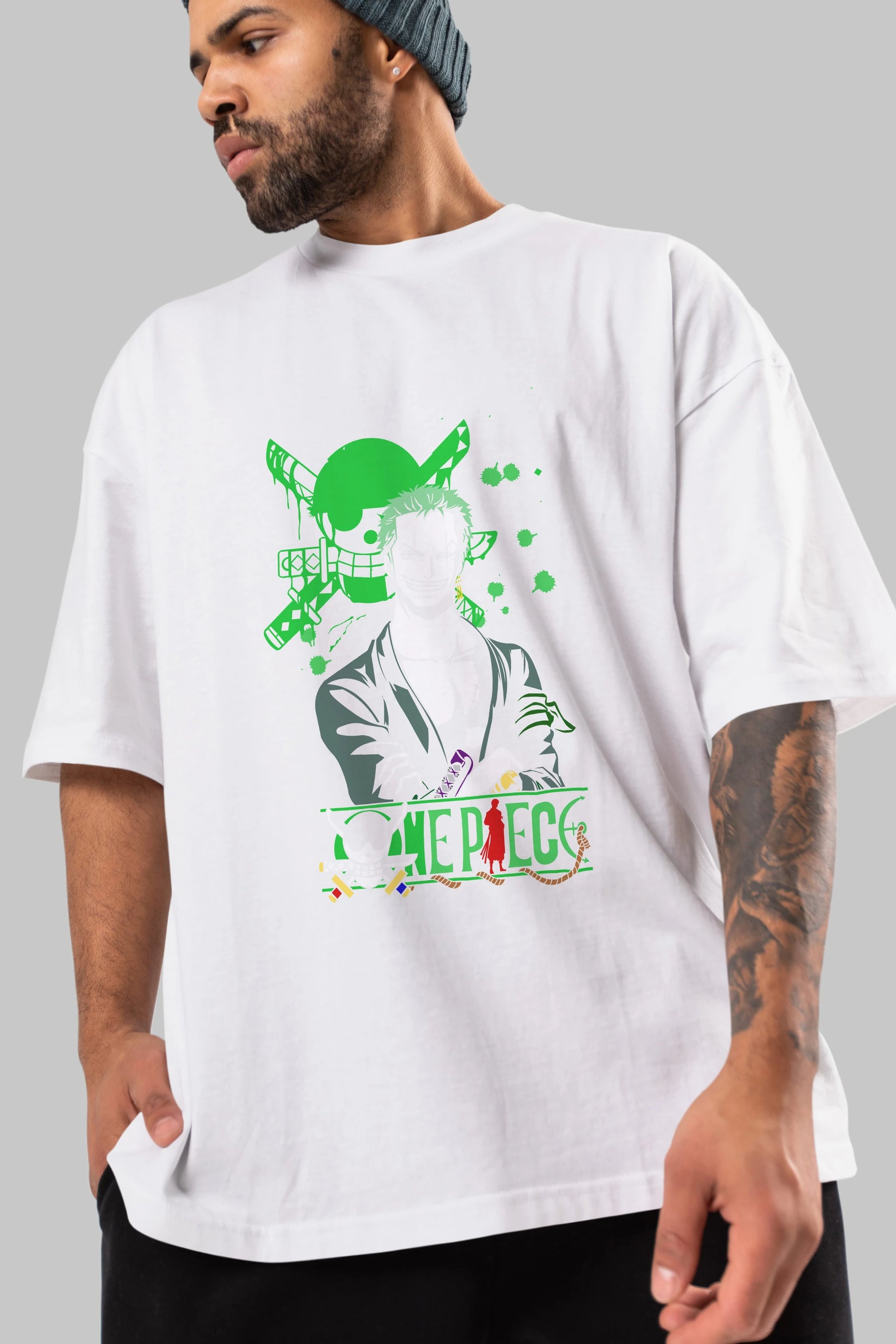 Roronoa Zoro 2 Anime Ön Baskılı Oversize t-shirt Erkek Kadın Unisex