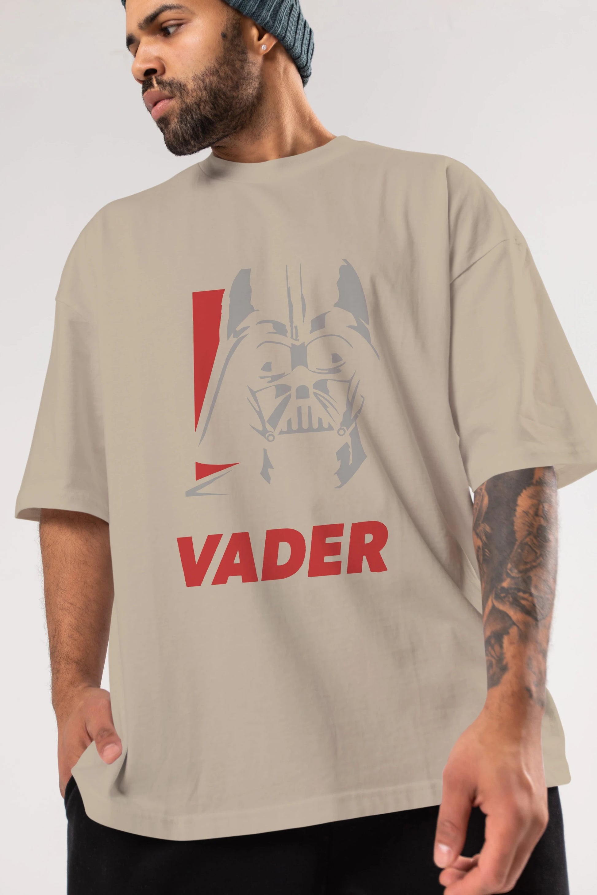 Darth Vader Ön Baskılı Oversize t-shirt Erkek Kadın Unisex %100 Pamuk Bisiklet Yaka tişort
