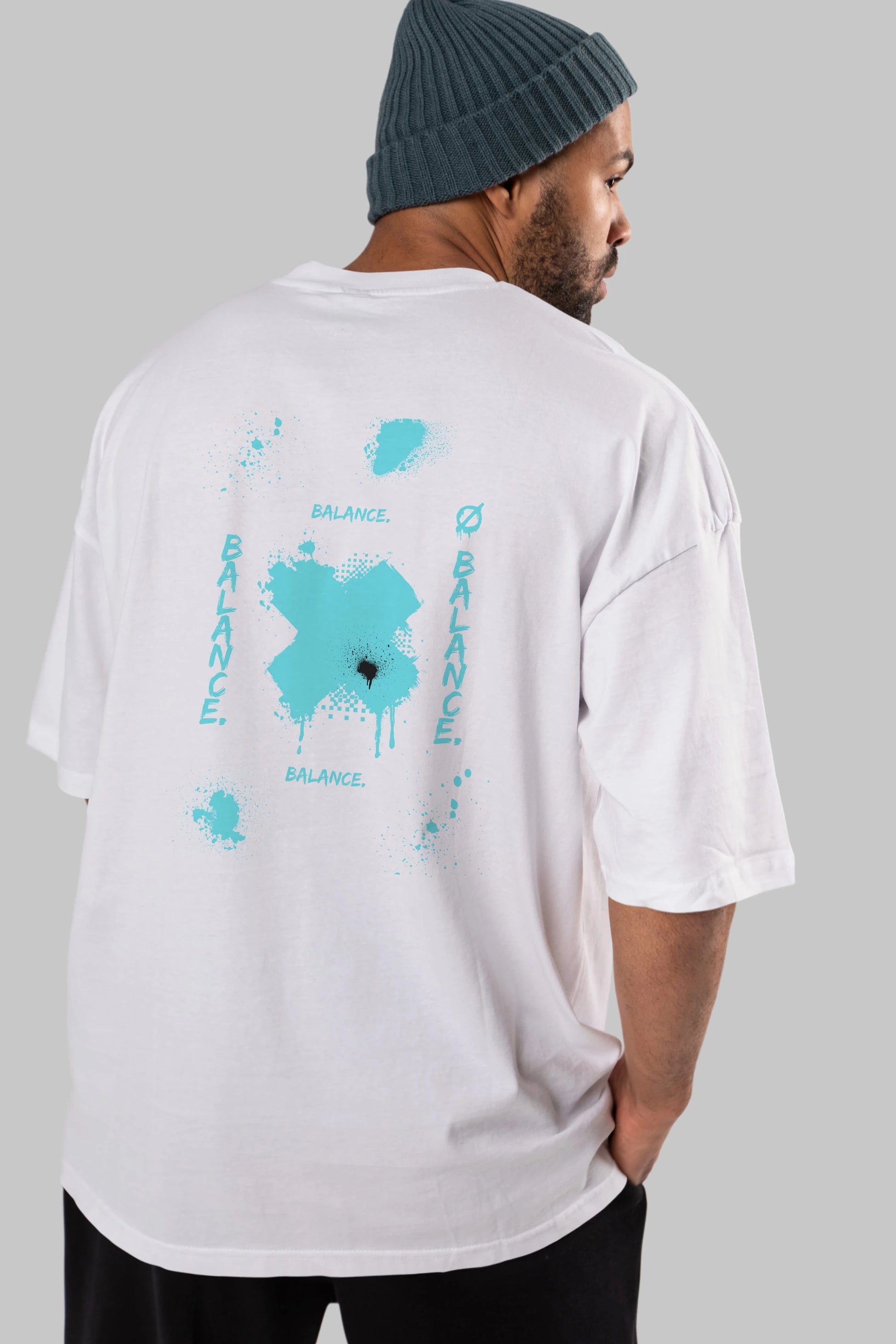 Balance Balance Yazılı Arka Baskılı Oversize t-shirt Erkek Kadın Unisex