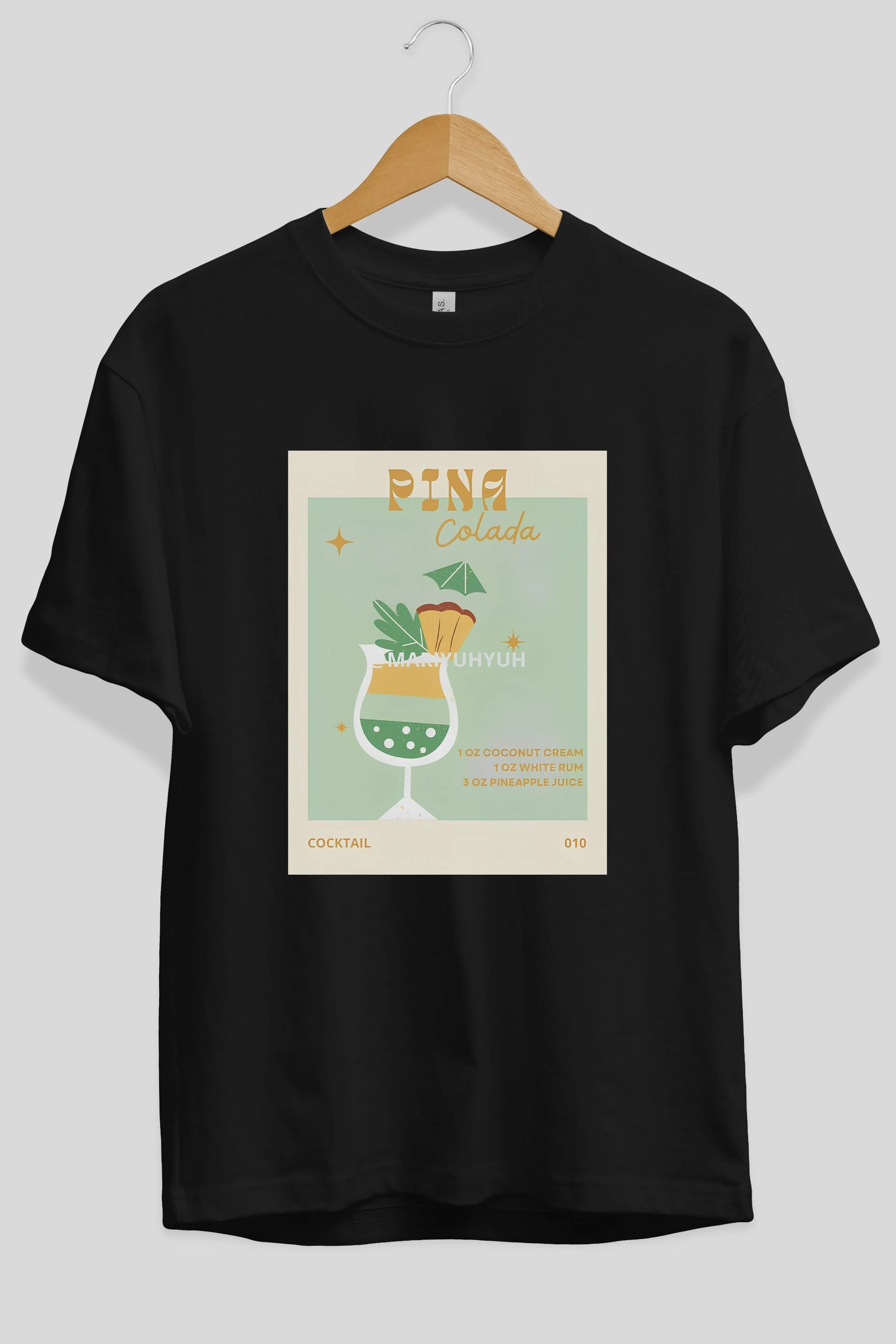 Pina Colada Ön Baskılı Oversize t-shirt Erkek Kadın Unisex %100 Pamuk Bisiklet Yaka tişort