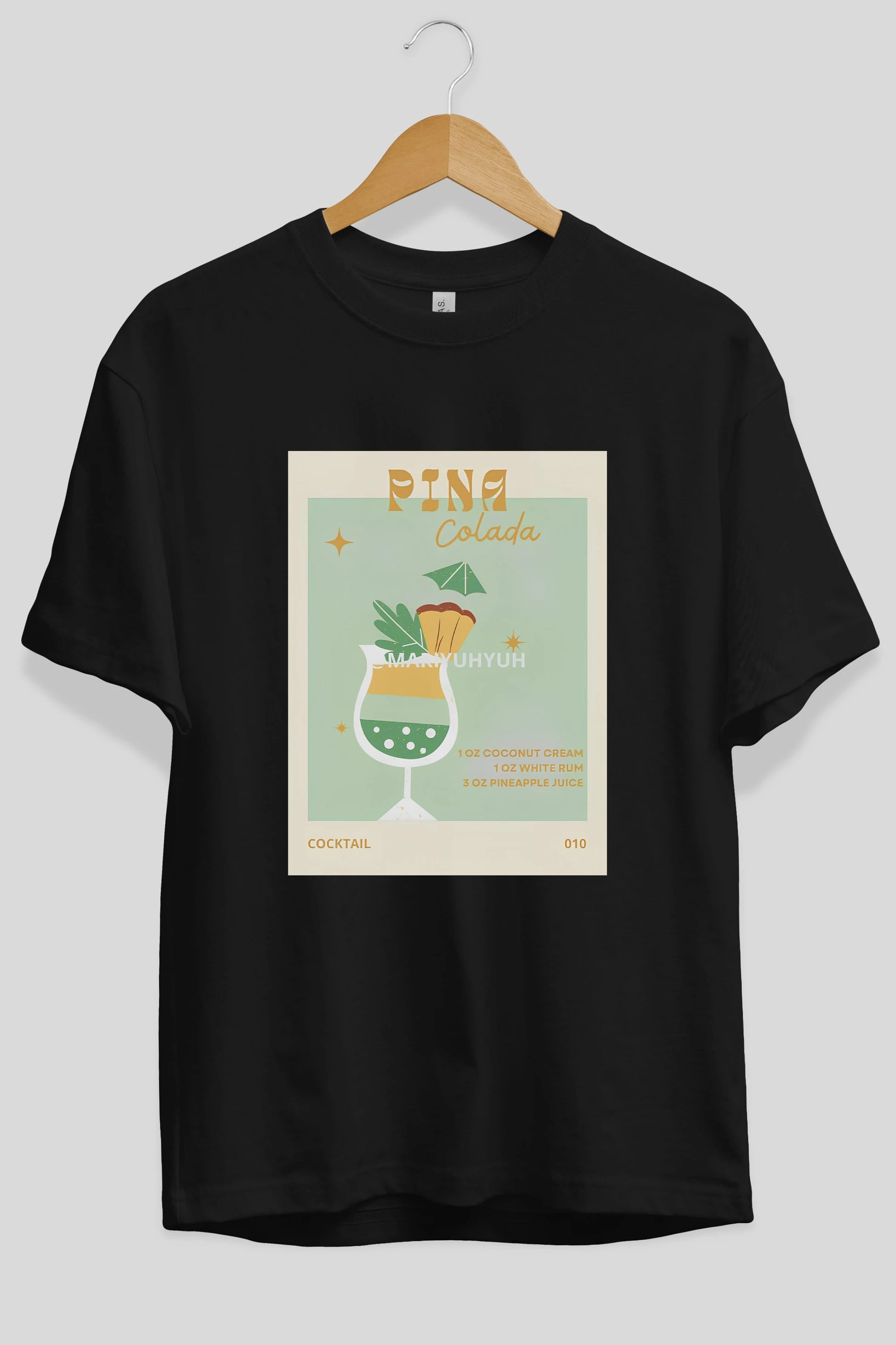 Pina Colada Ön Baskılı Oversize t-shirt Erkek Kadın Unisex %100 Pamuk Bisiklet Yaka tişort