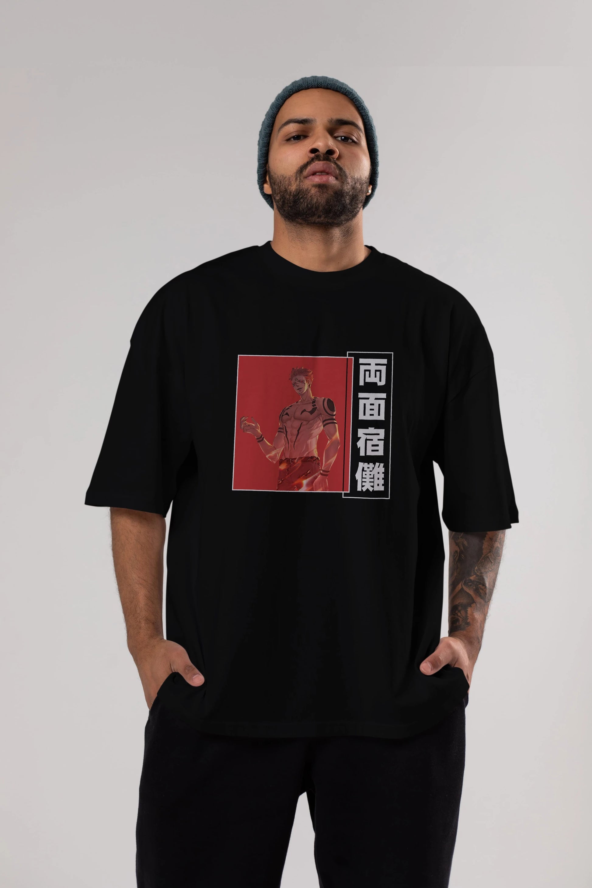 Sukuna Ryoumen 3 Anime Ön Baskılı Oversize t-shirt %100 pamuk Erkek Kadın Unisex