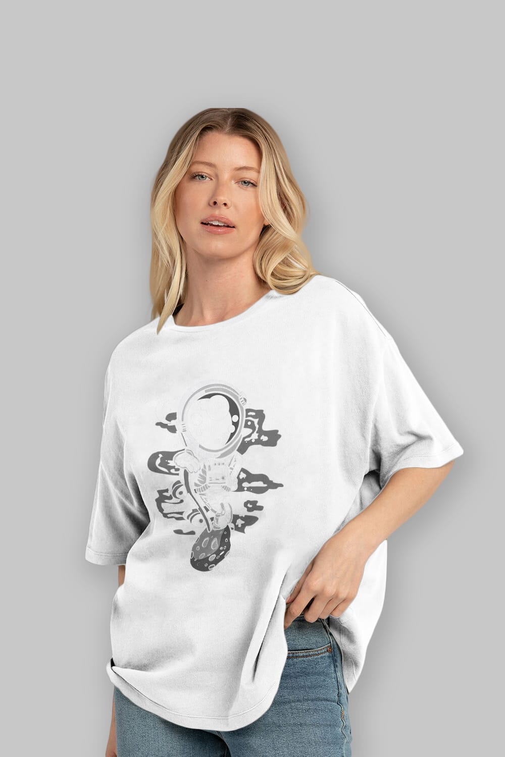 Astronaut Skater Boy Ön Baskılı Oversize t-shirt Erkek Kadın Unisex