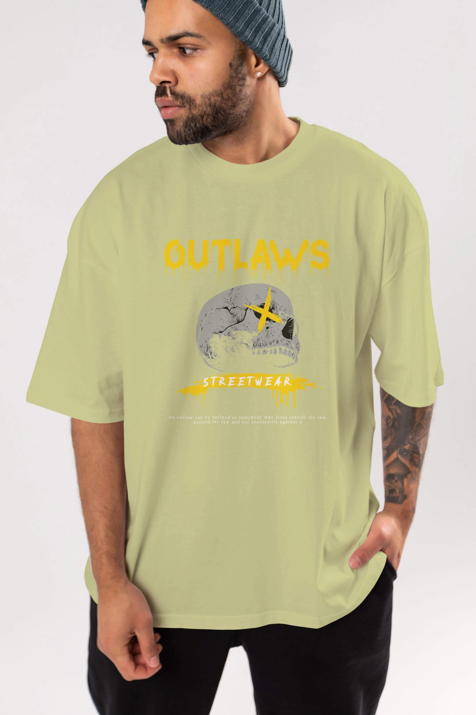 Outlaws Streetwear Ön Baskılı Oversize t-shirt Erkek Kadın Unisex