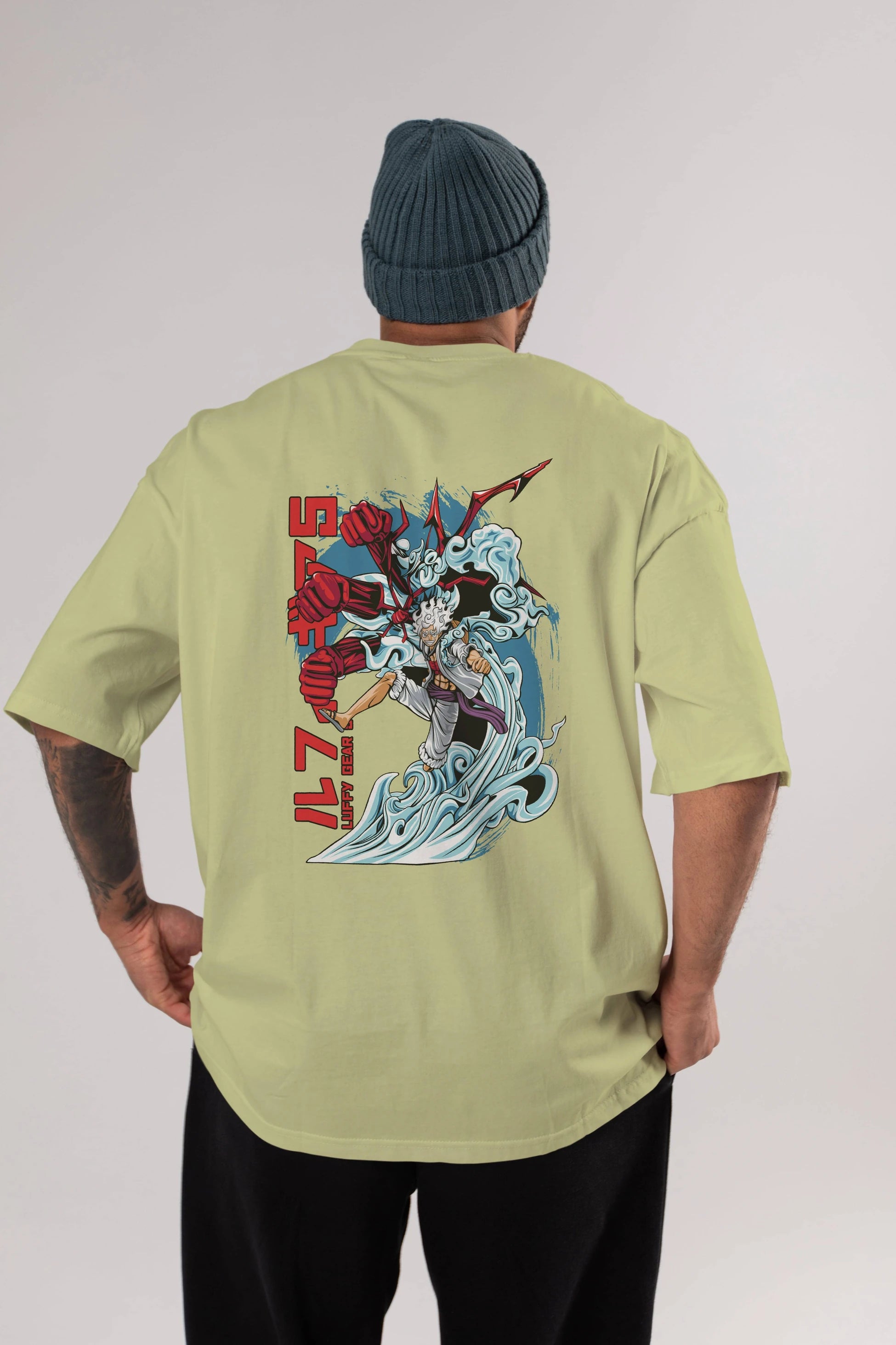 MONKEY D. LUFFY GEAR5 2 Anime Arka Baskılı Oversize t-shirt Erkek Kadın Unisex