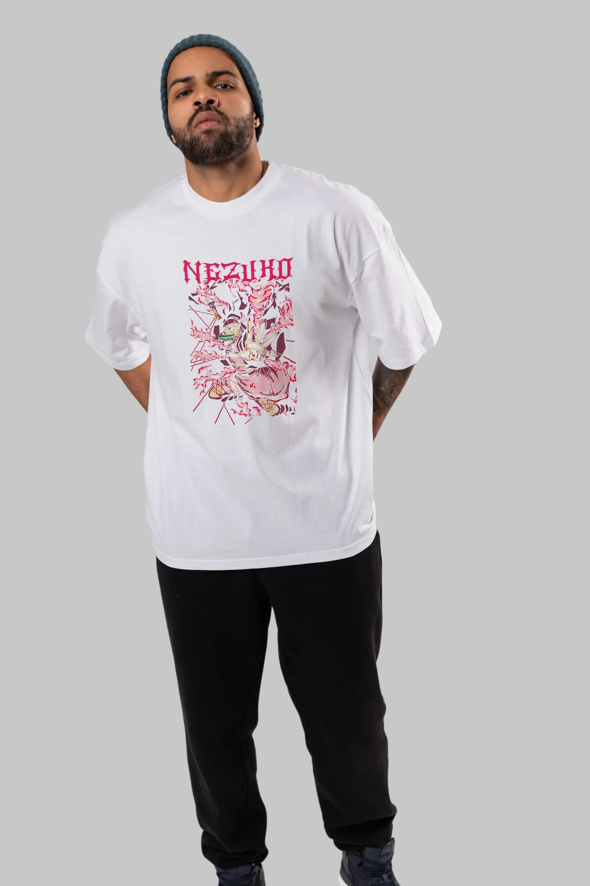 NEZUKO KAMADO Anime Ön Baskılı Oversize t-shirt %100 pamuk Erkek Kadın Unisex