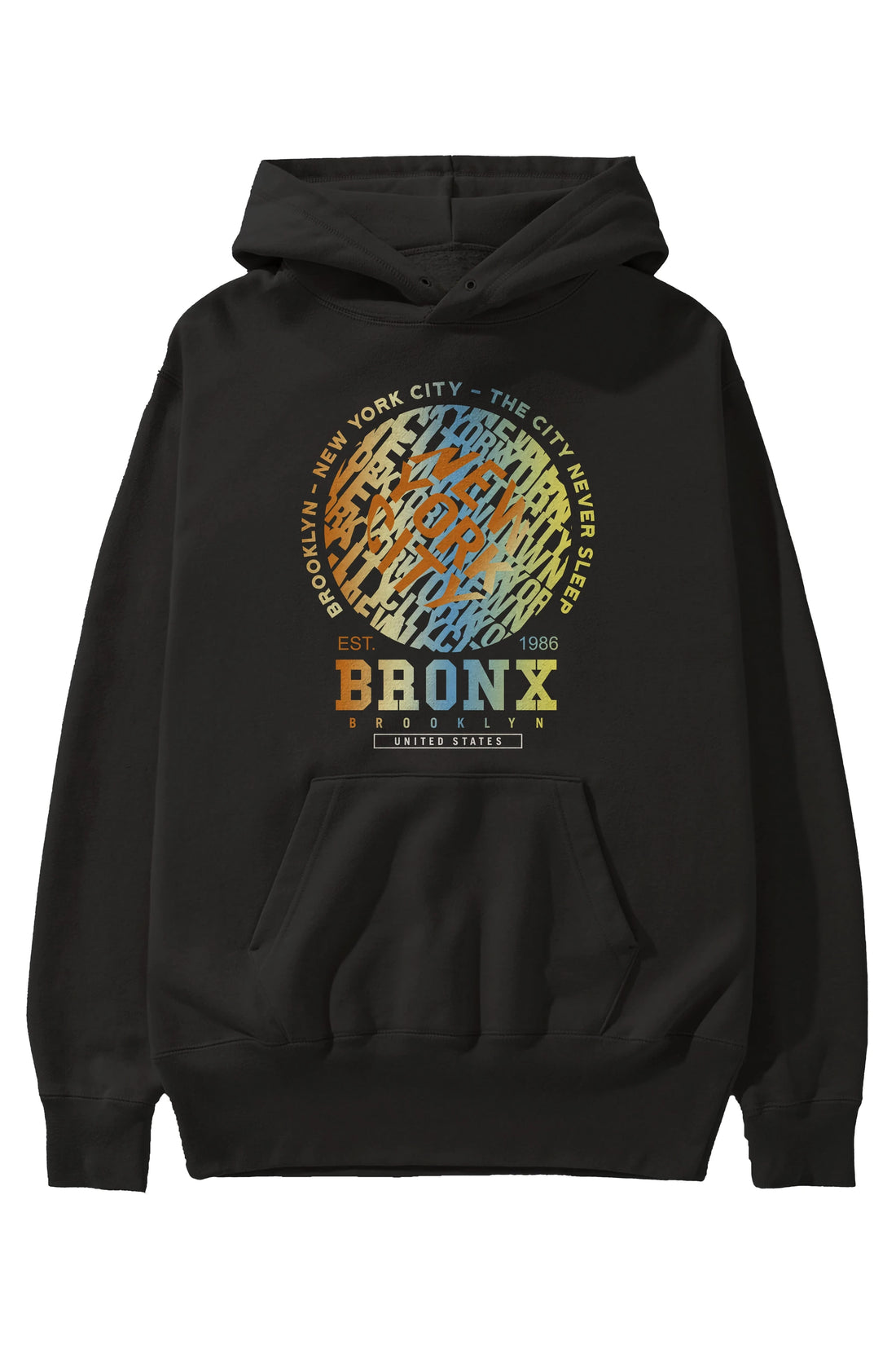 Brooklyn and New York City Ön Baskılı Hoodie Oversize Kapüşonlu Sweatshirt Erkek Kadın Unisex