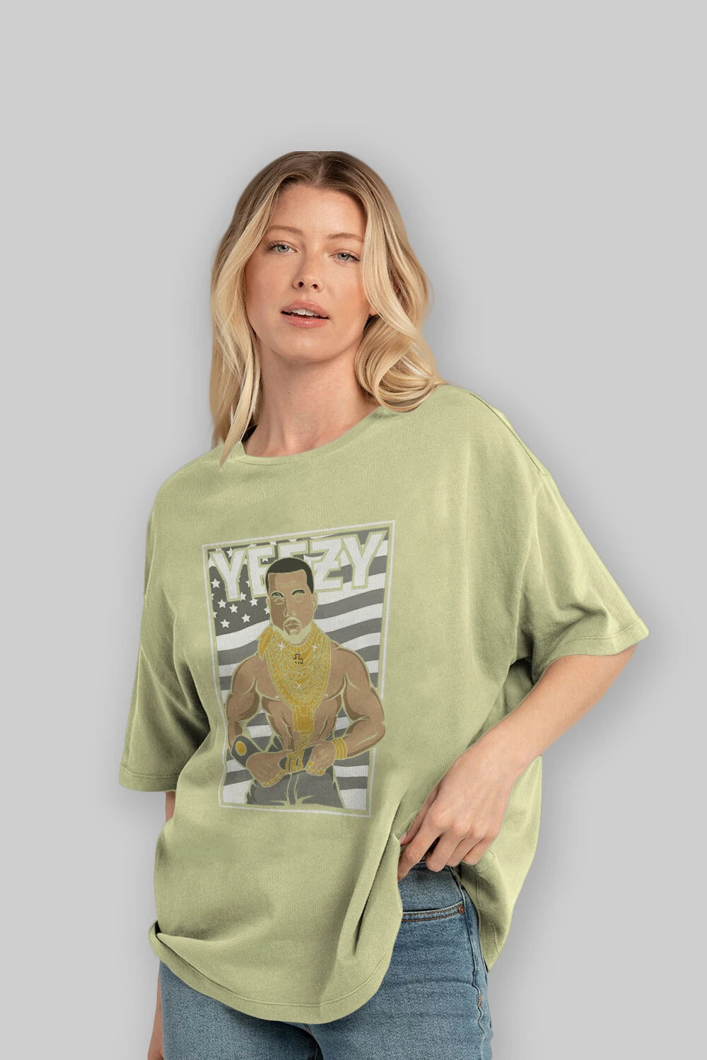 Mr.T Ön Baskılı Oversize t-shirt Erkek Kadın Unisex %100 Pamuk tişort