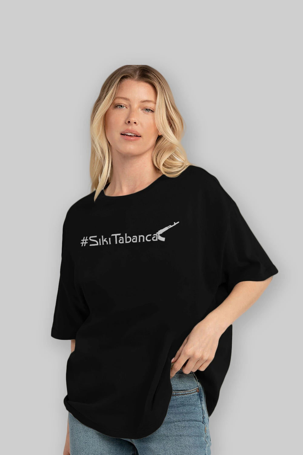 Sıkı Tabanca Ön Baskılı Oversize t-shirt %100 pamuk Erkek Kadın Unisex