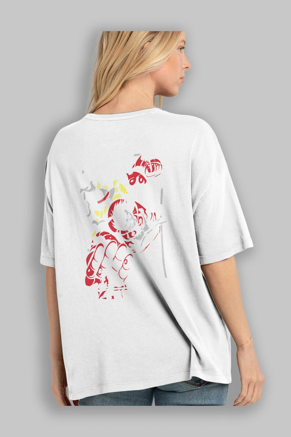 Luffy GEAR 4 Anime Arka Baskılı Oversize t-shirt Erkek Kadın Unisex %100 pamuk tişort