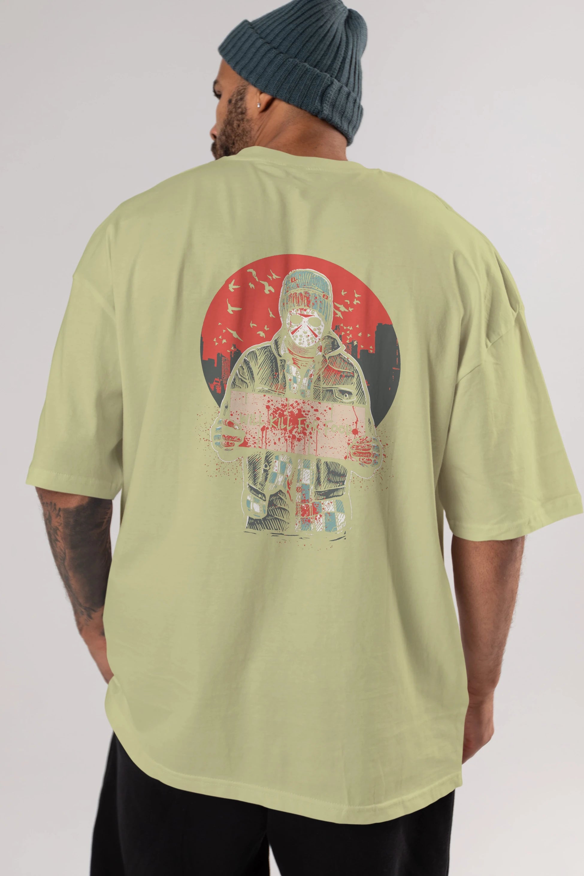 Kill For Food Arka Baskılı Oversize t-shirt Erkek Kadın Unisex %100 Pamuk
