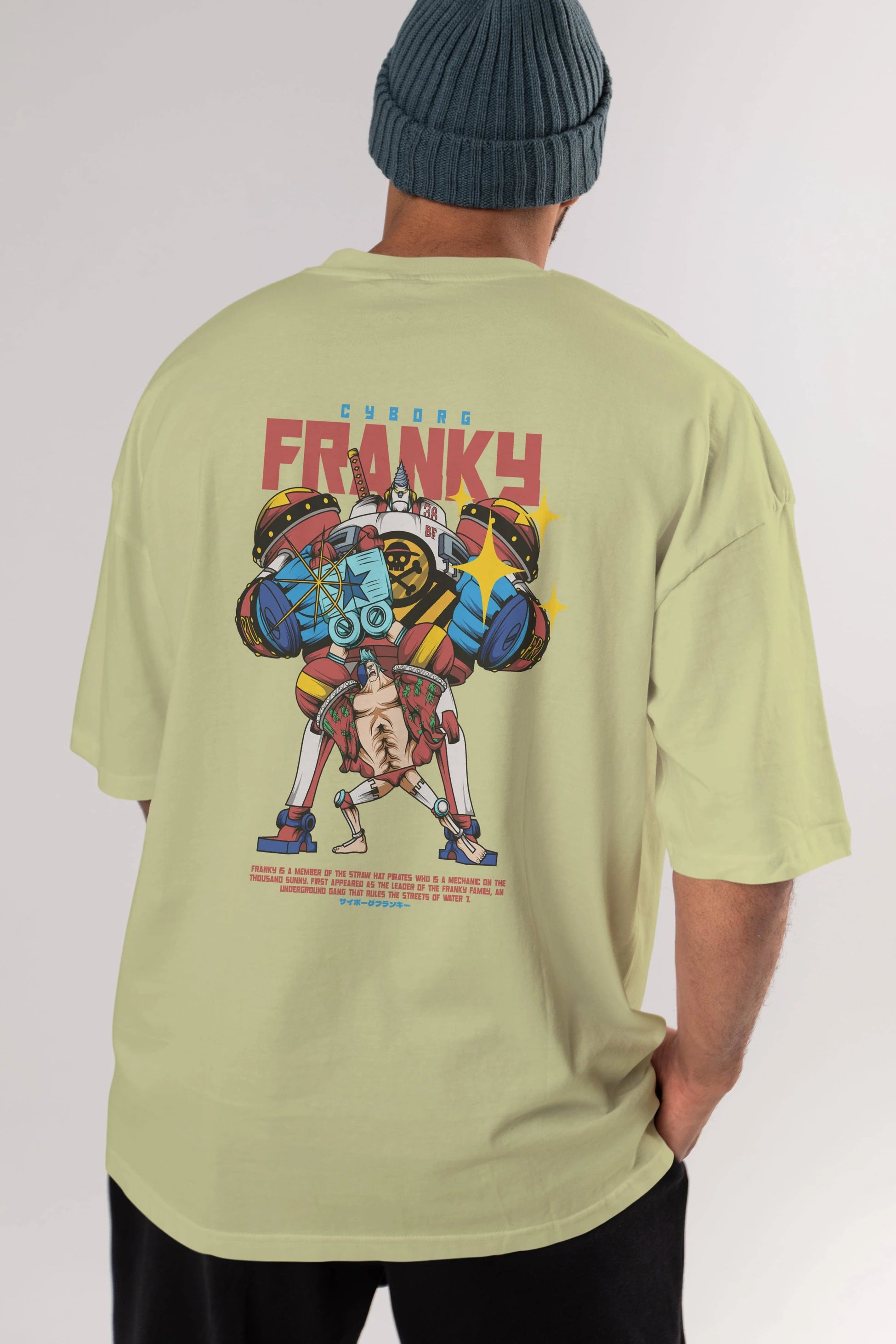 Cyborg Franky Anime Arka Baskılı Oversize t-shirt Erkek Kadın Unisex
