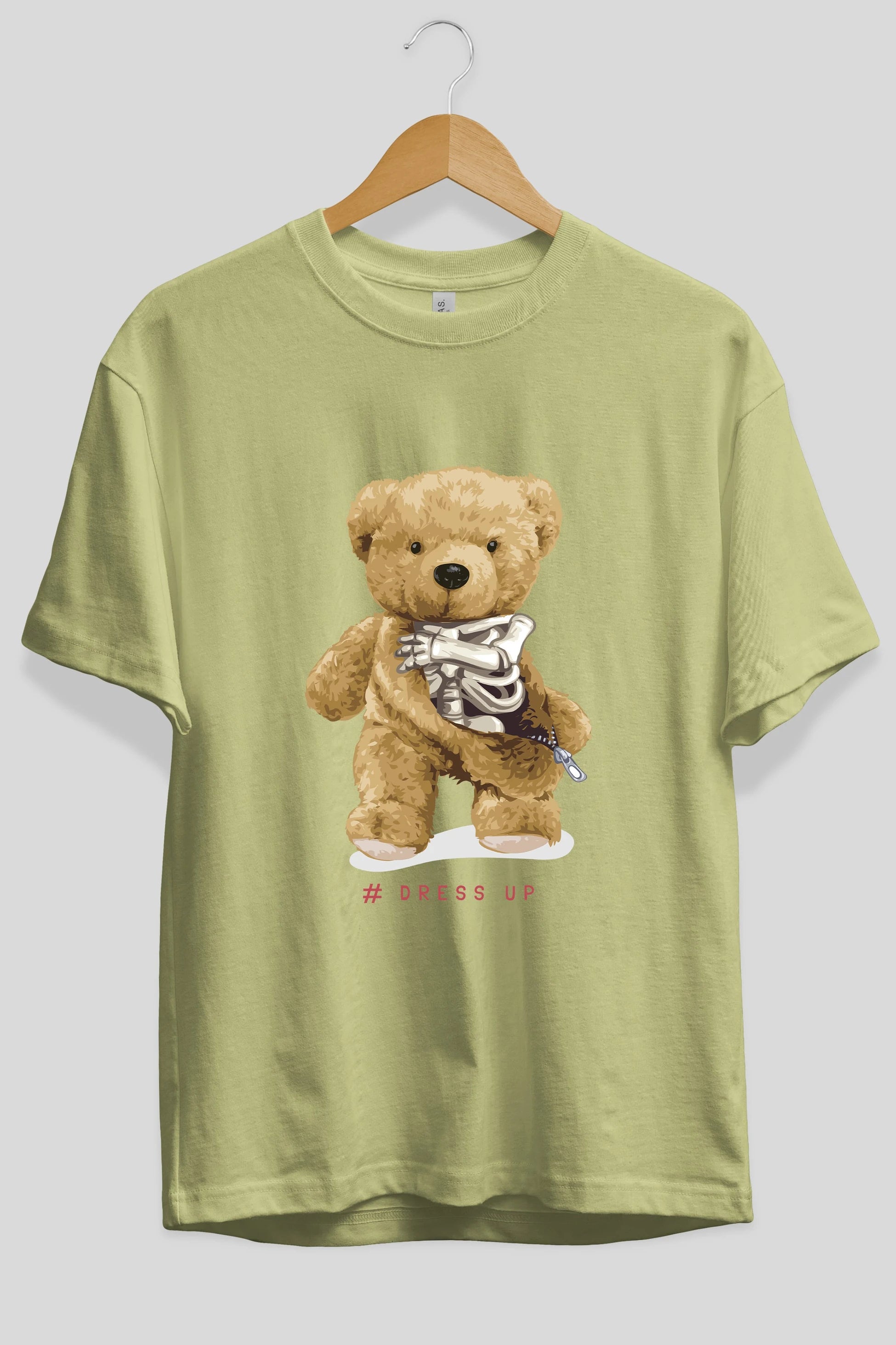 Teddy Bear Dress Up Ön Baskılı Oversize t-shirt Erkek Kadın Unisex %100 Pamuk